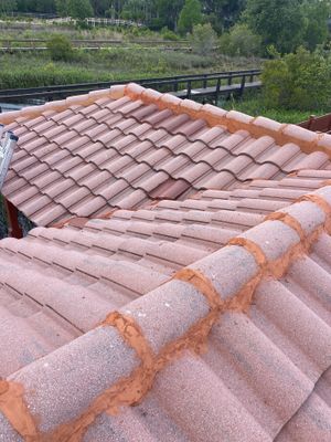 Concrete Tile Roof Repair and Ridge Cap Mortar Sealing in Orlando