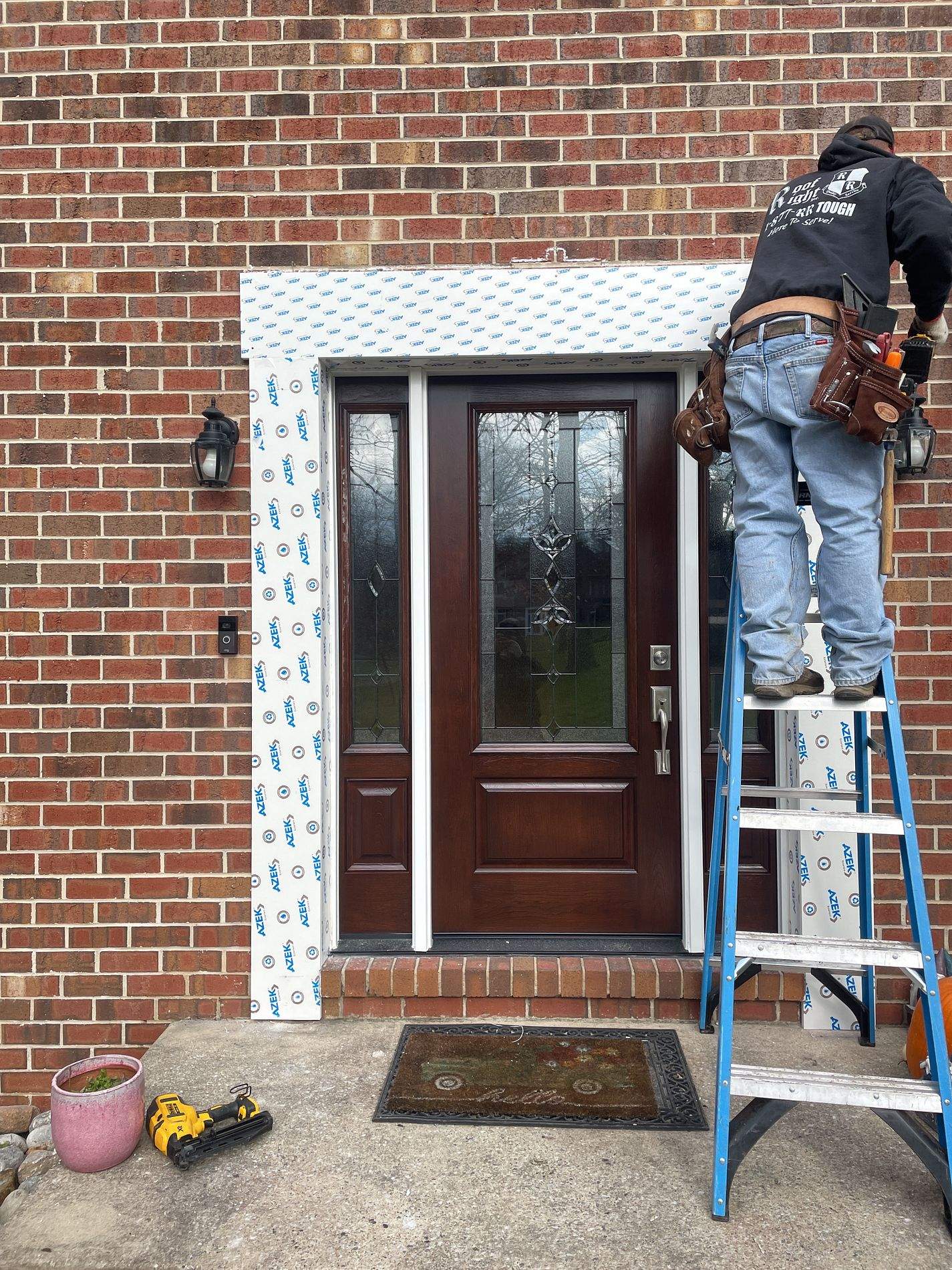 Siding Installation using James Hardie Siding- Cobblestone & Provia Signet Entry Door by Roof Right Inc