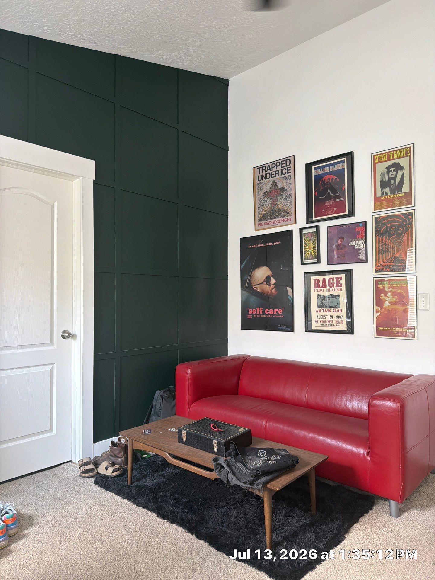 Dark Green Grid Accent Wall and Door Trim in South Salt Lake by CompanyCam Sales Demo