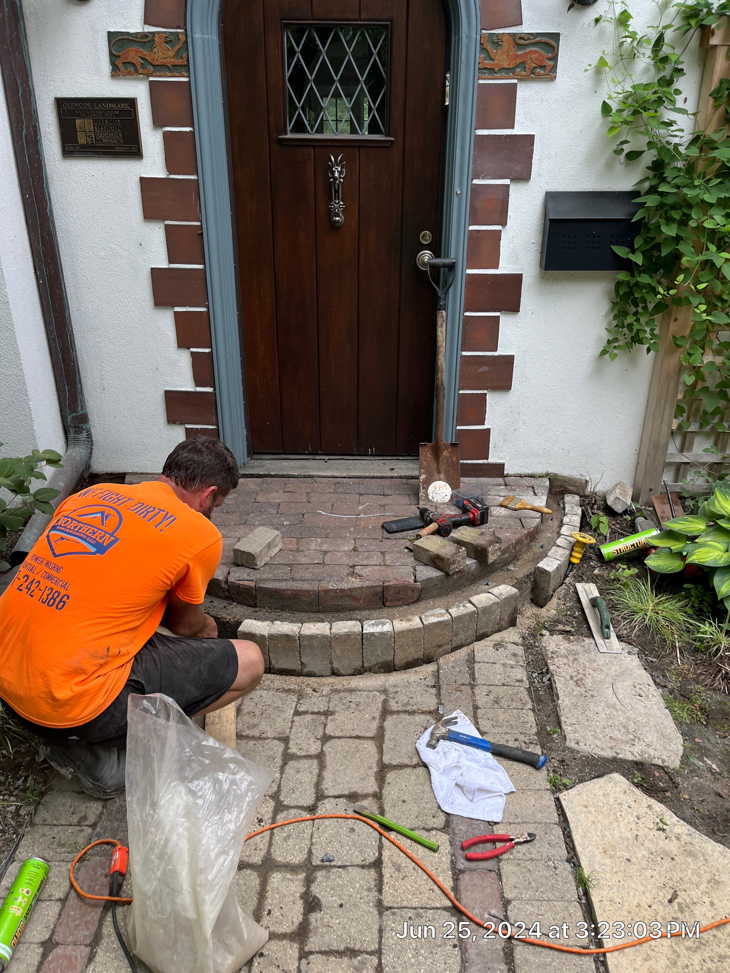 Glencoe, IL brick paver clean sand seal, repair, and reseal by Northern Power Washing LLC.