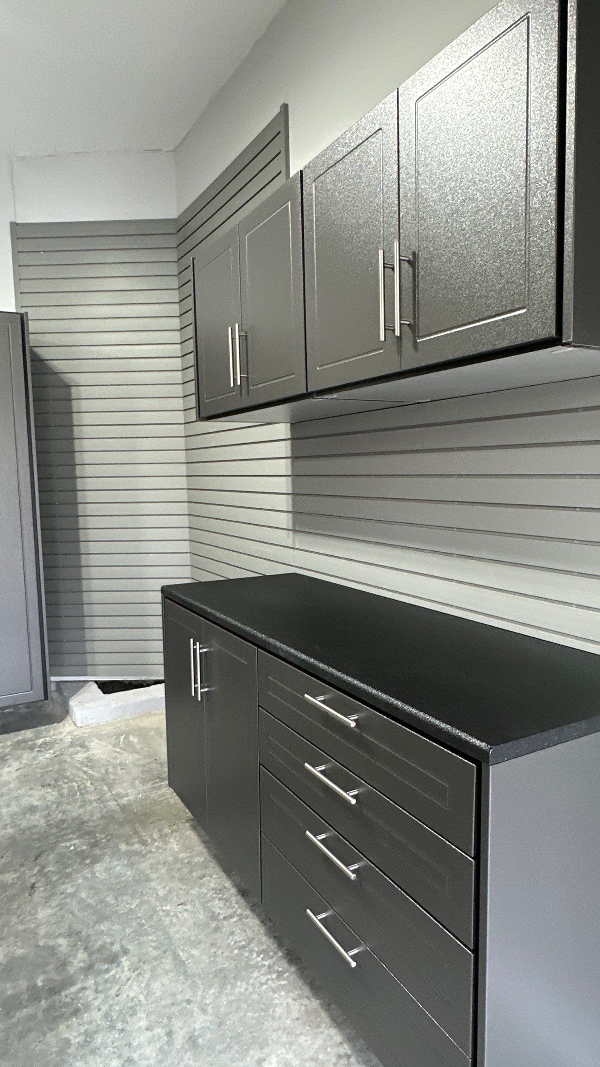 Jeff B got a beautiful combination of Cabinets and Slatwall by Banner Garage