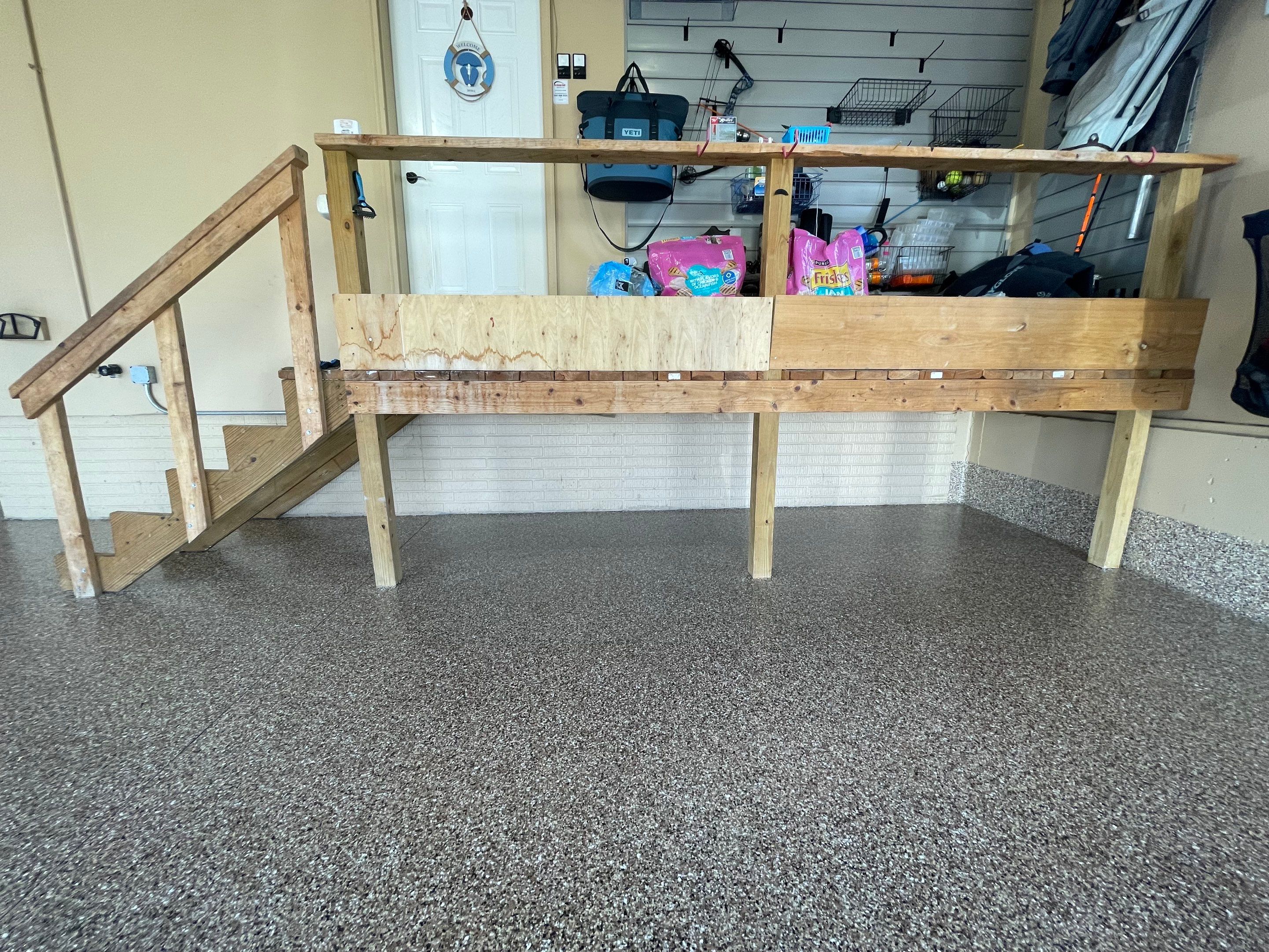Residential Garage Floor Transformation with Speckled Epoxy Coating by Select Painting, Coatings & Garage Cabinets