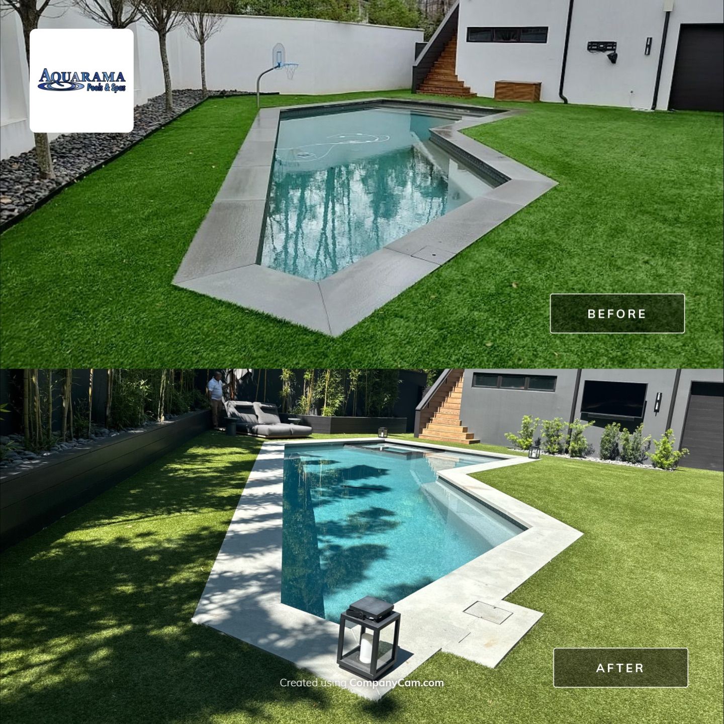 Backyard Renovation and Spa addition  by Aquarama Pools and Spas