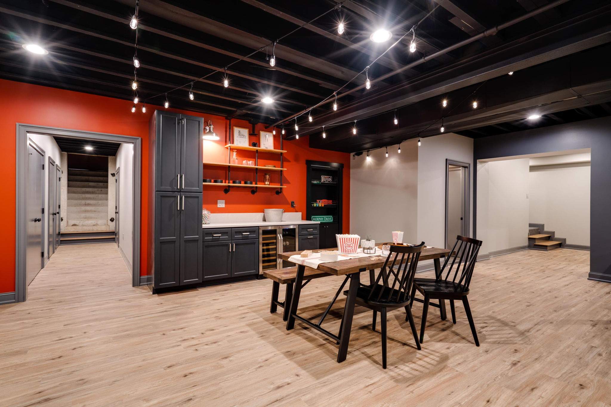 Basement Remodel using Open Ceiling at the Murphy's by MCL Carpentry and Construction