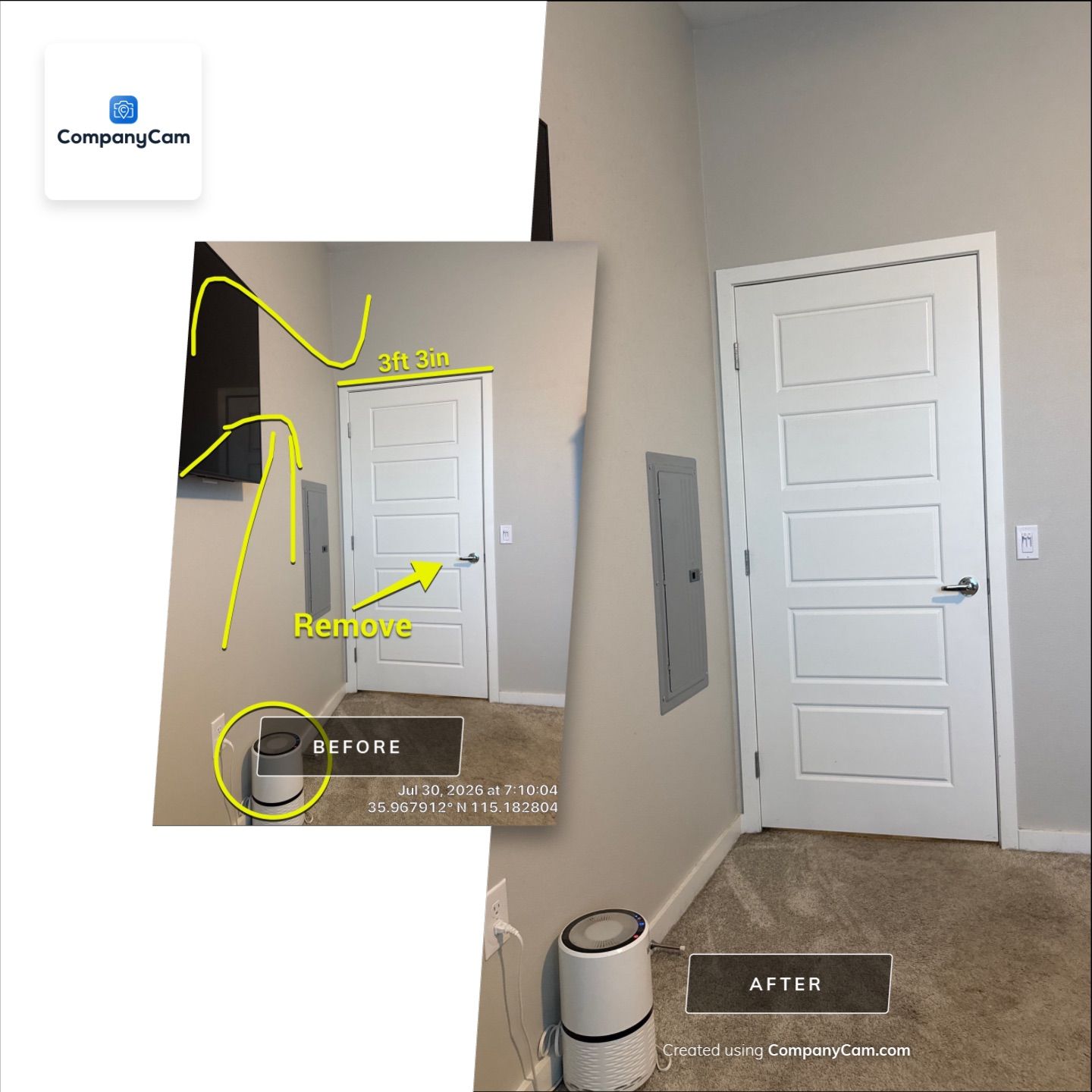 Interior Media and Door Installation in Las Vegas by CompanyCam Sales Demo