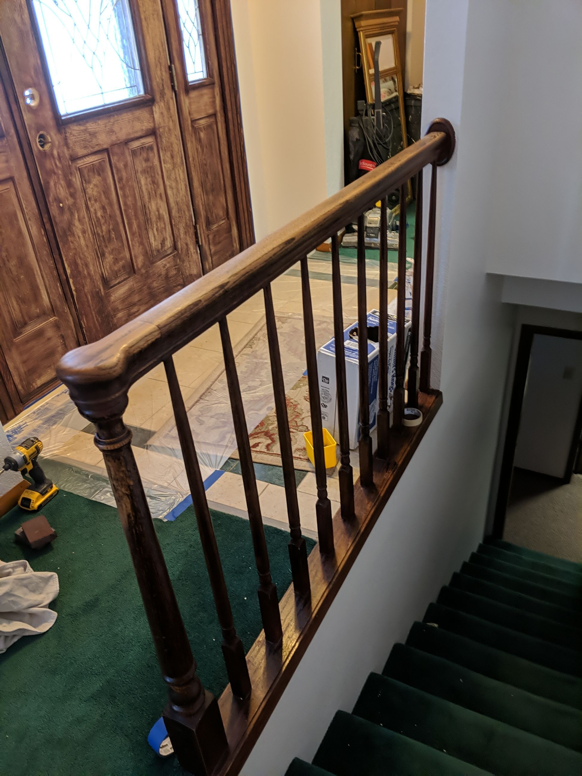 Front Door & Railing Wood Staining by Midnight Sun Painting