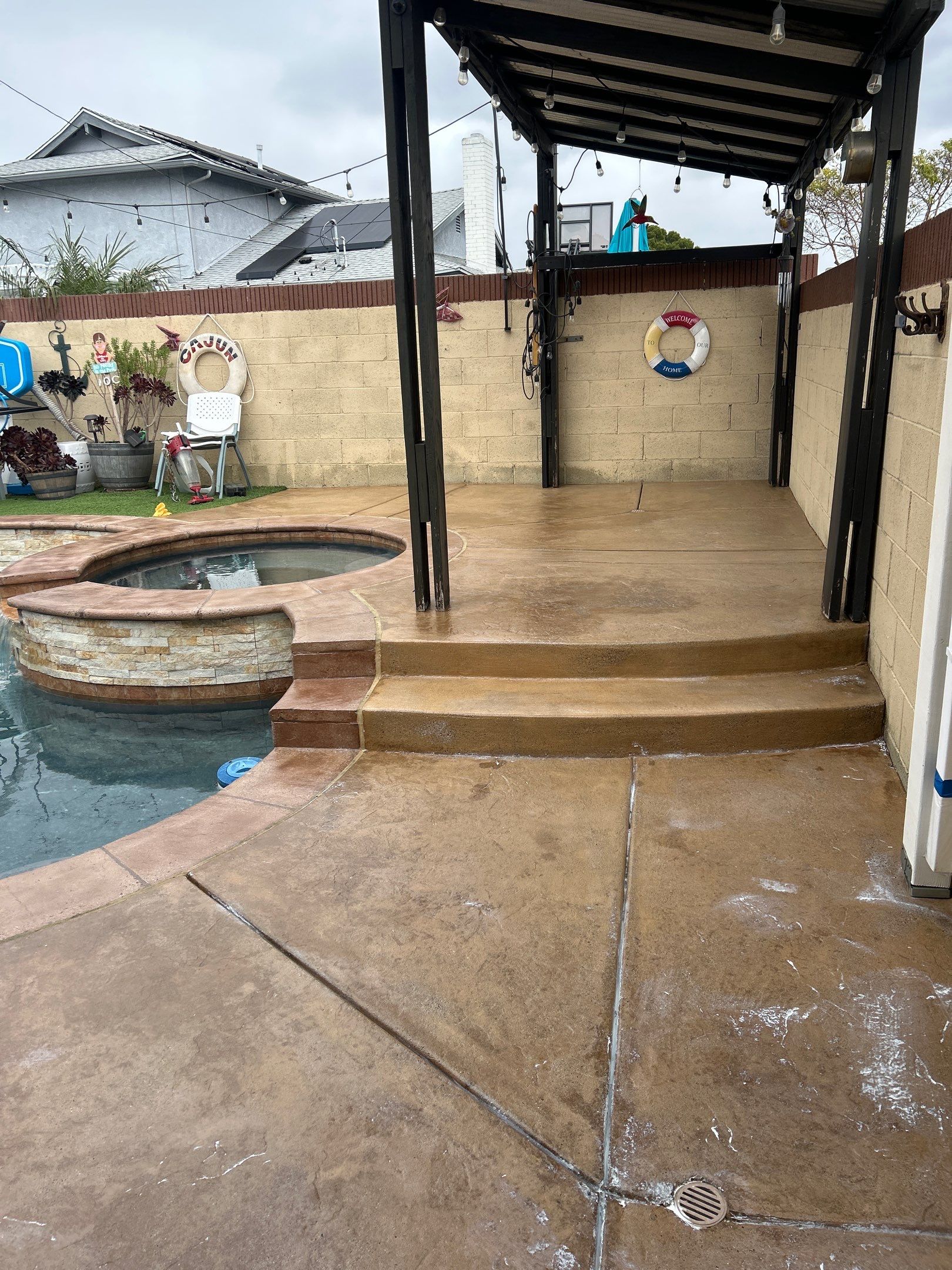 Sandblast & Staining Pool Deck In by La Power Washing Inc
