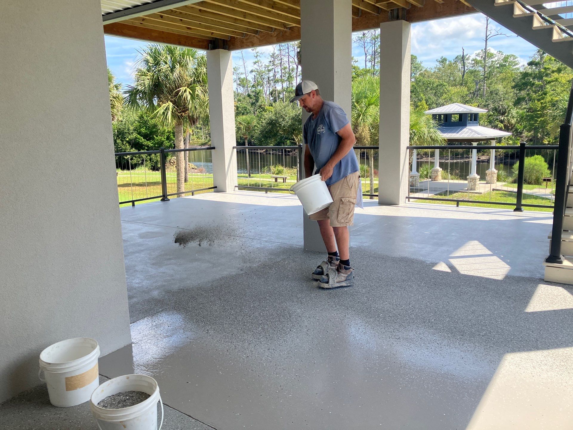 Under Side of Home in Hybrid Shale by Cross Creek Concrete Coatings