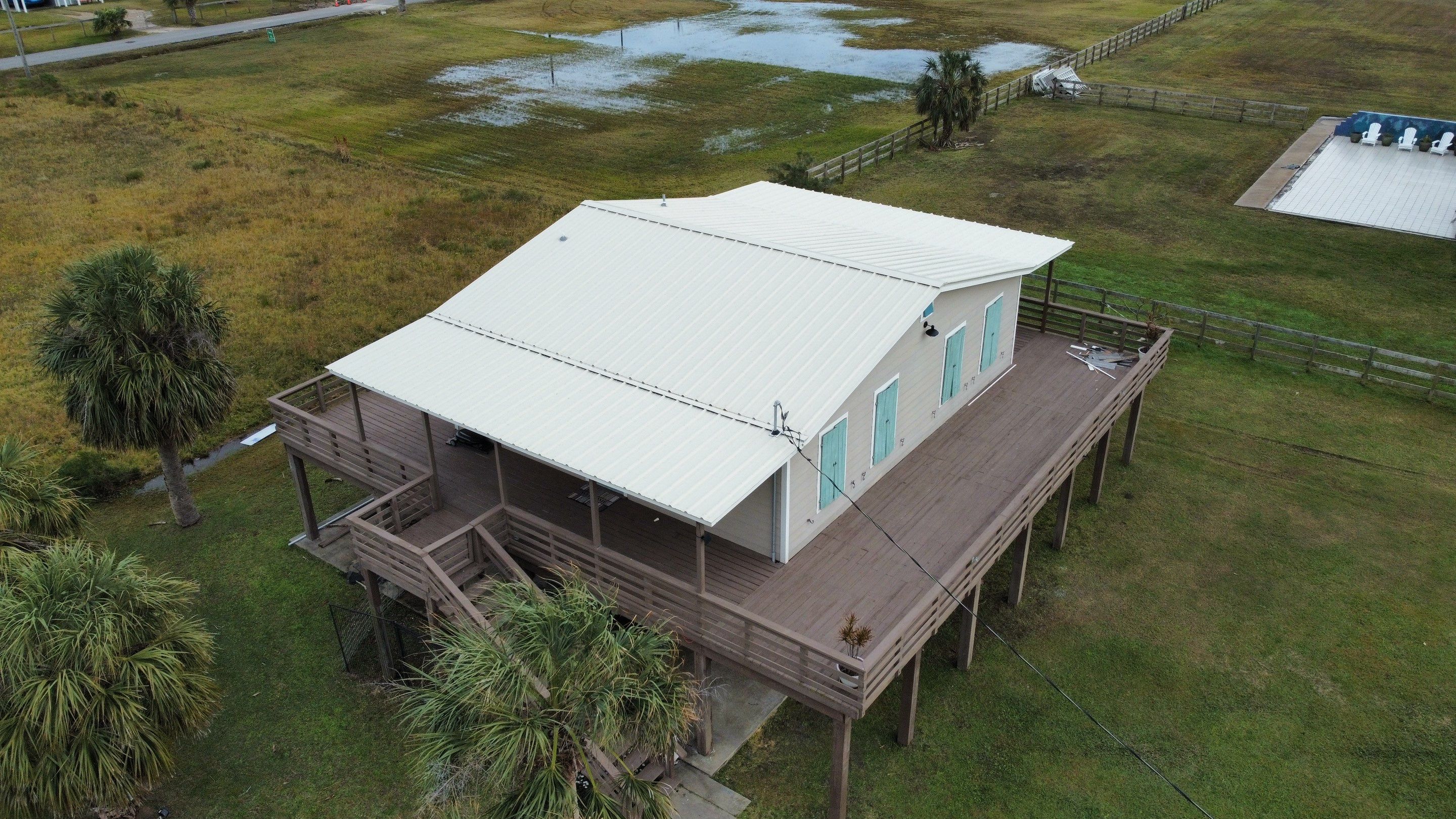 Residential Roofing Installation using R-Panel Metal Roofing on Galveston Island by Core Four Roofing