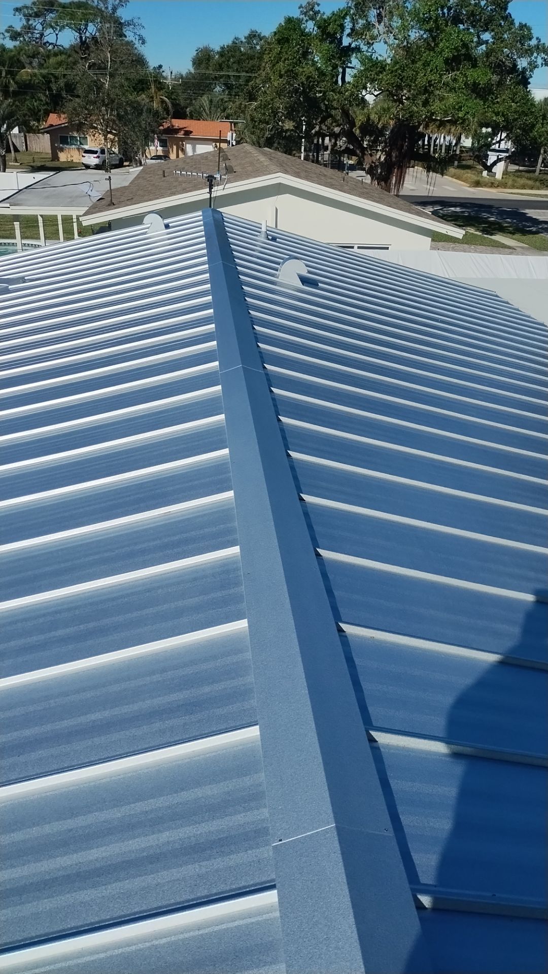 Residential Roofing Installation using 1" Nail strip metal roof by BLUES BROTHERS ROOFING