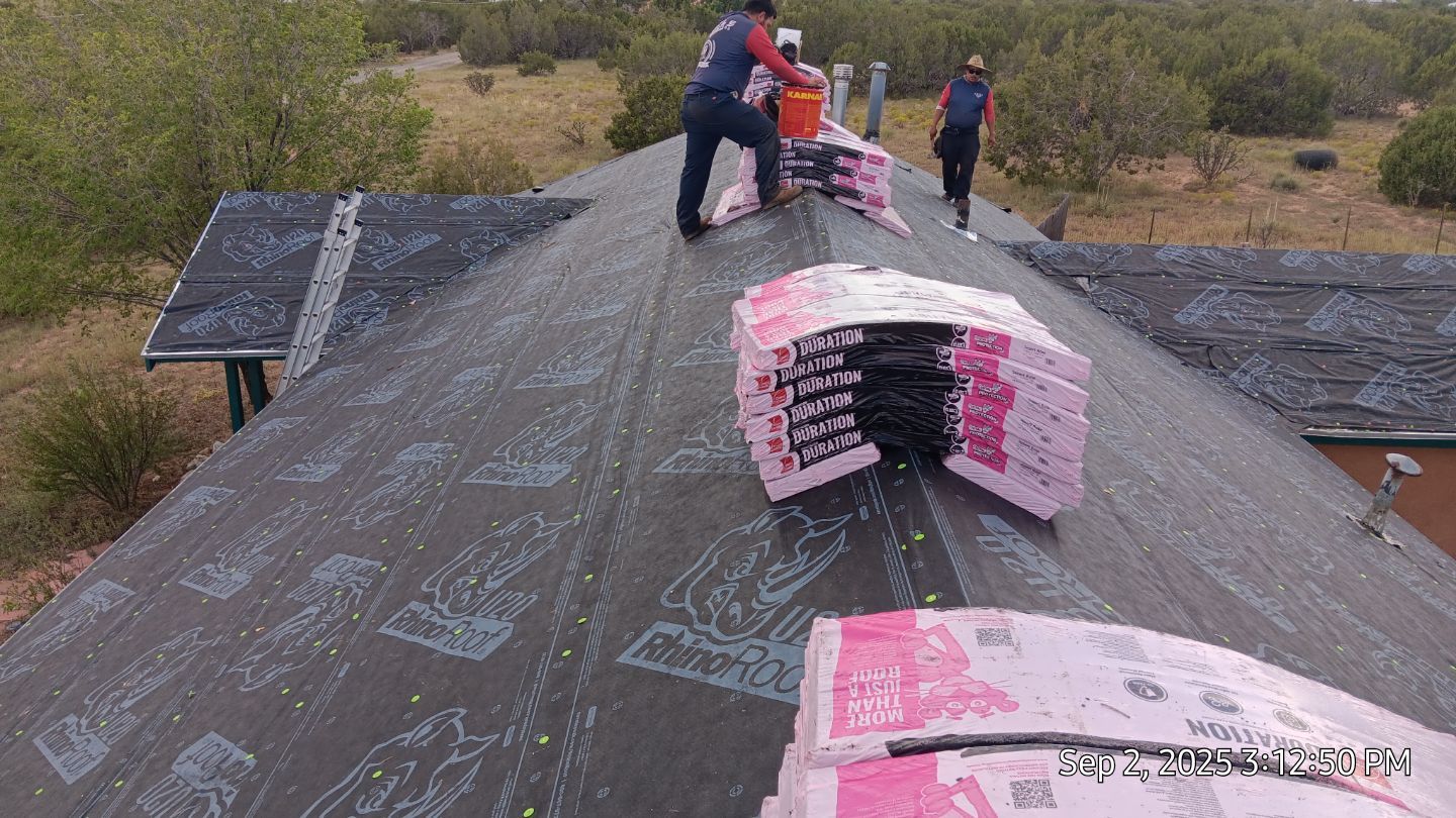 Owens Corning Desert Rose duration shingle roof replacement in Sandia Park by Doyle Roof Masters Inc