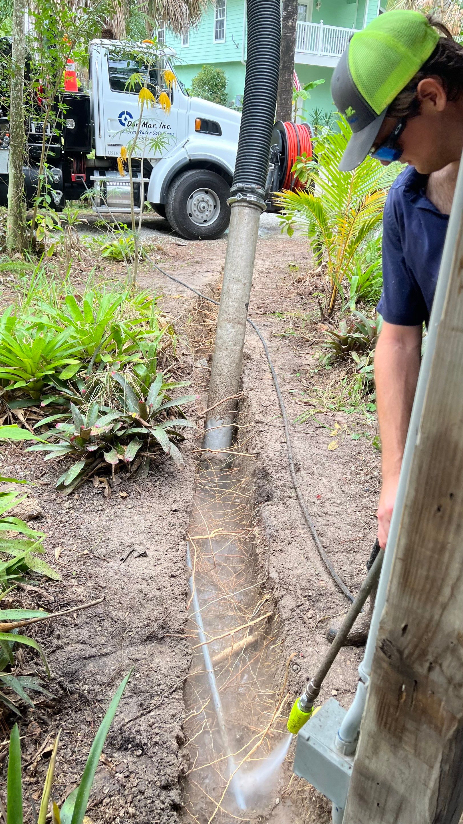 Hydro Excavating a Trench for Utility Lines by APS Power & Water