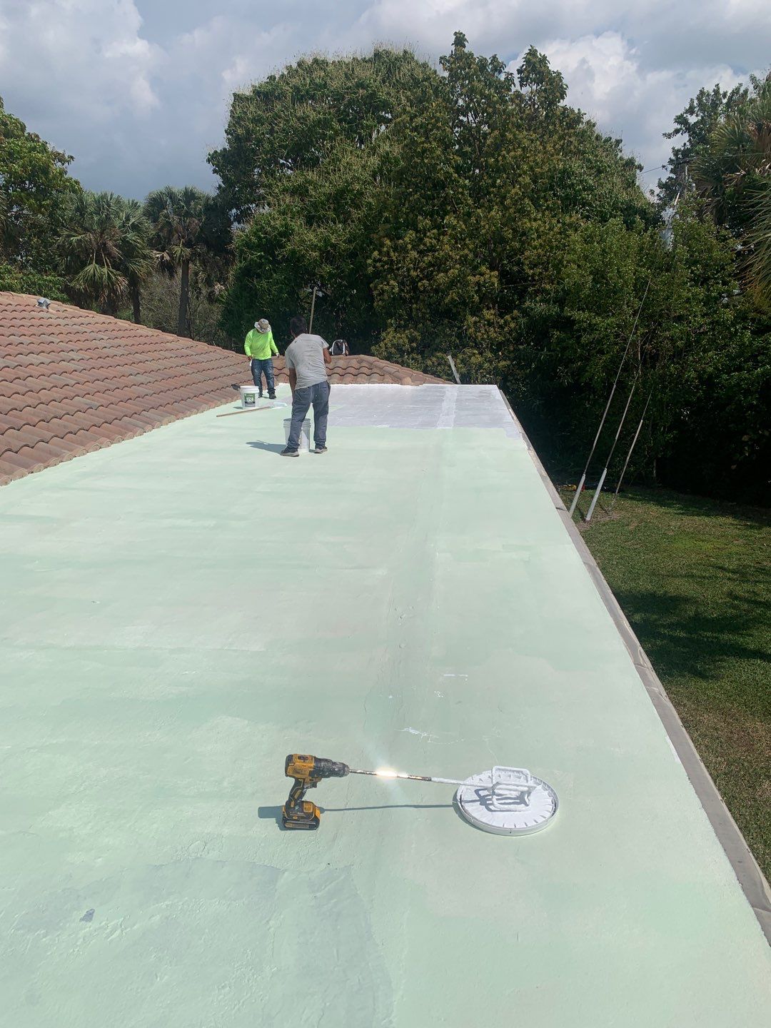 100% Silicone Roof Coating Repair using Tropical #924 Silicone Roof Coating by Morton Roofing, Inc.