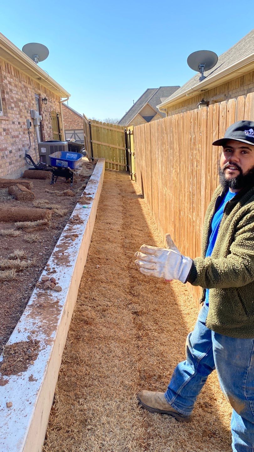 Concrete Slab , Retaining Wall , Fence, and landscape. by Clays Services Inc