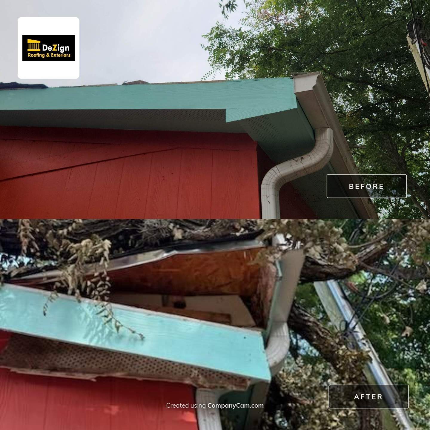 Tree Damage Roof Fascia and Soffit Repair by DeZign Roofing & Exteriors