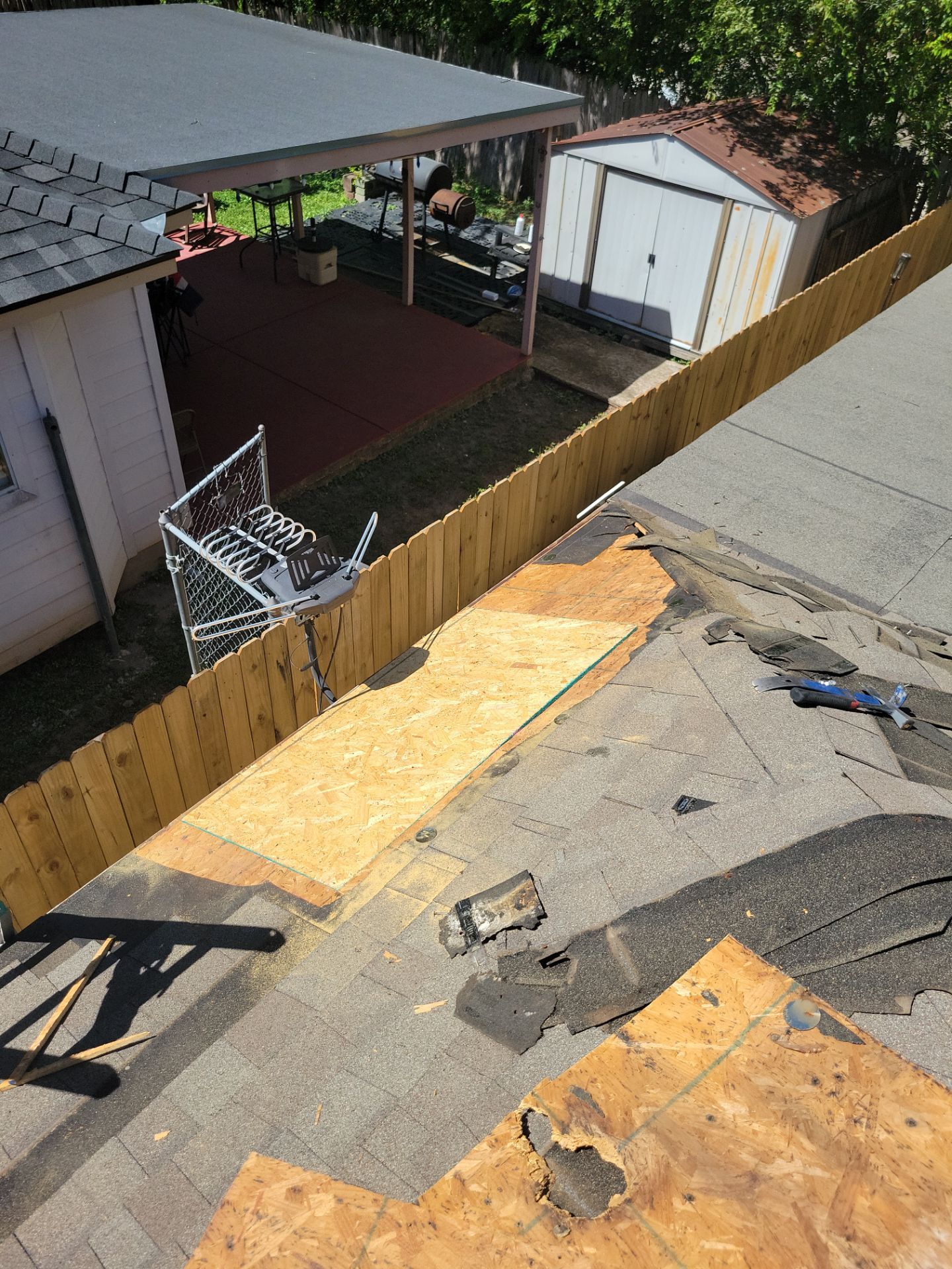 Residential Roof Sheathing Replacement and Interior Wall Repair in San Antonio by Heaven Sent Roofing, LLC