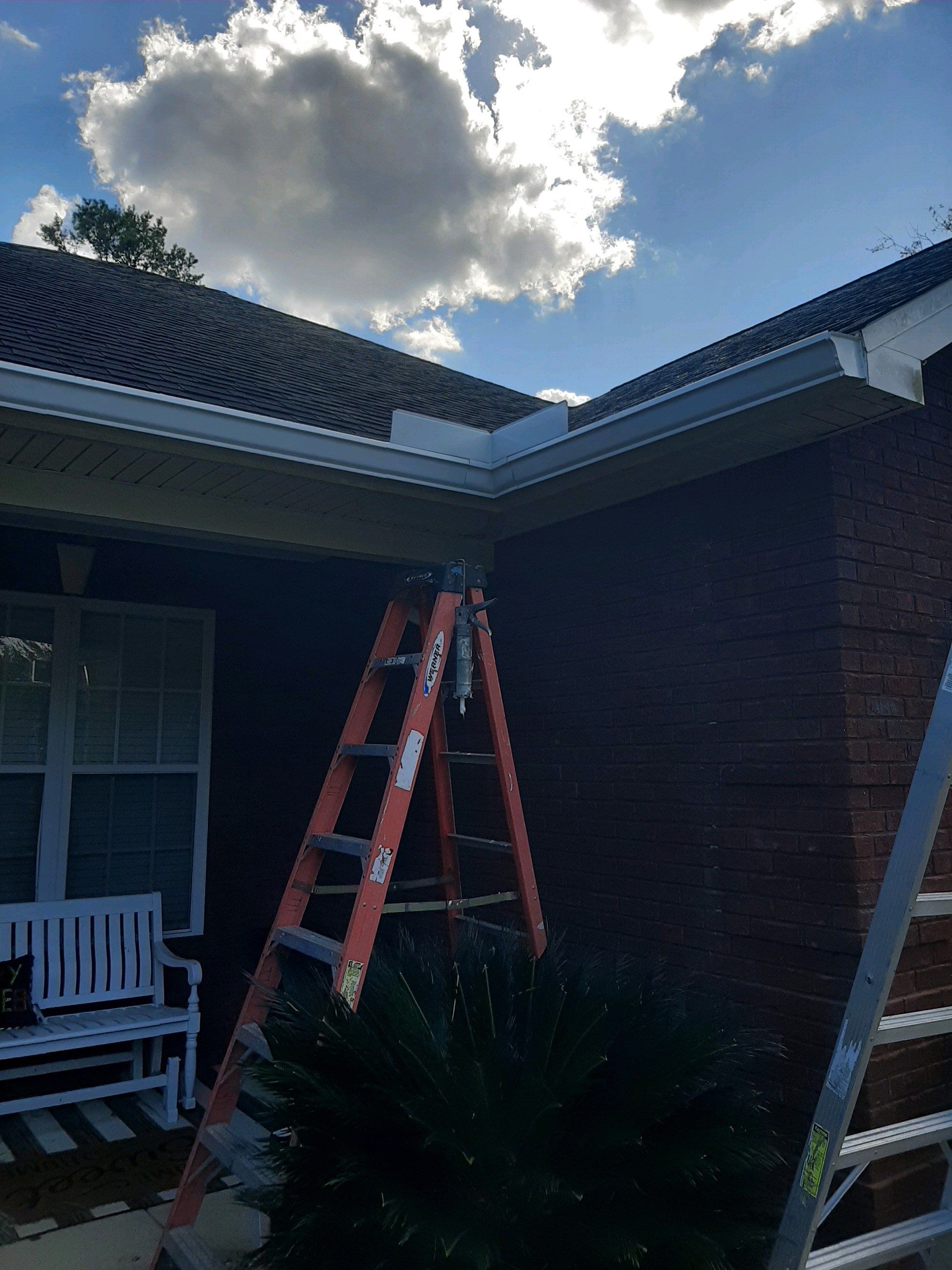 Gutter Installation using White K-Style Seamless Gutters by Gutter Professors