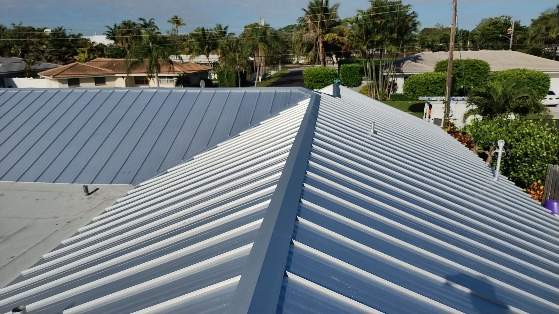 Residential Roofing Installation using 1" Nail strip metal roof by BLUES BROTHERS ROOFING
