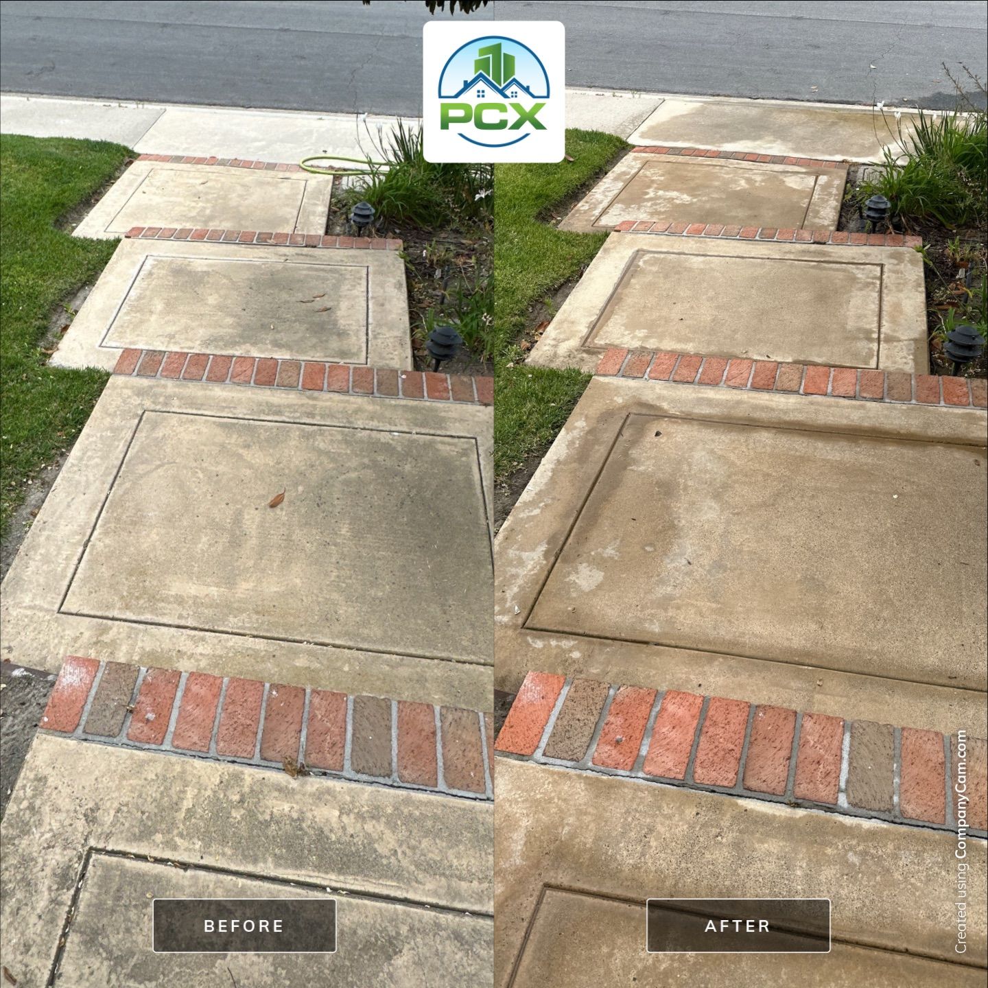 Driveway, patio, and rear entry walkway pressure washing in Orange County by Property Cleaning Experts