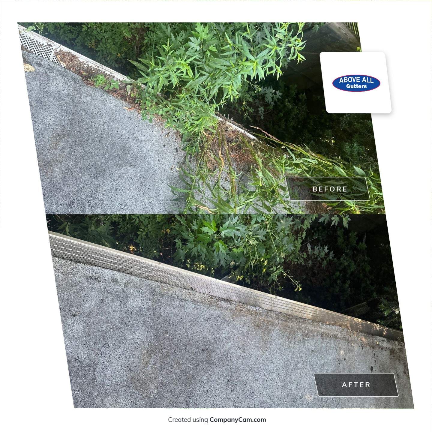 Very overdue gutter cleaning and screening by Above All Gutters 