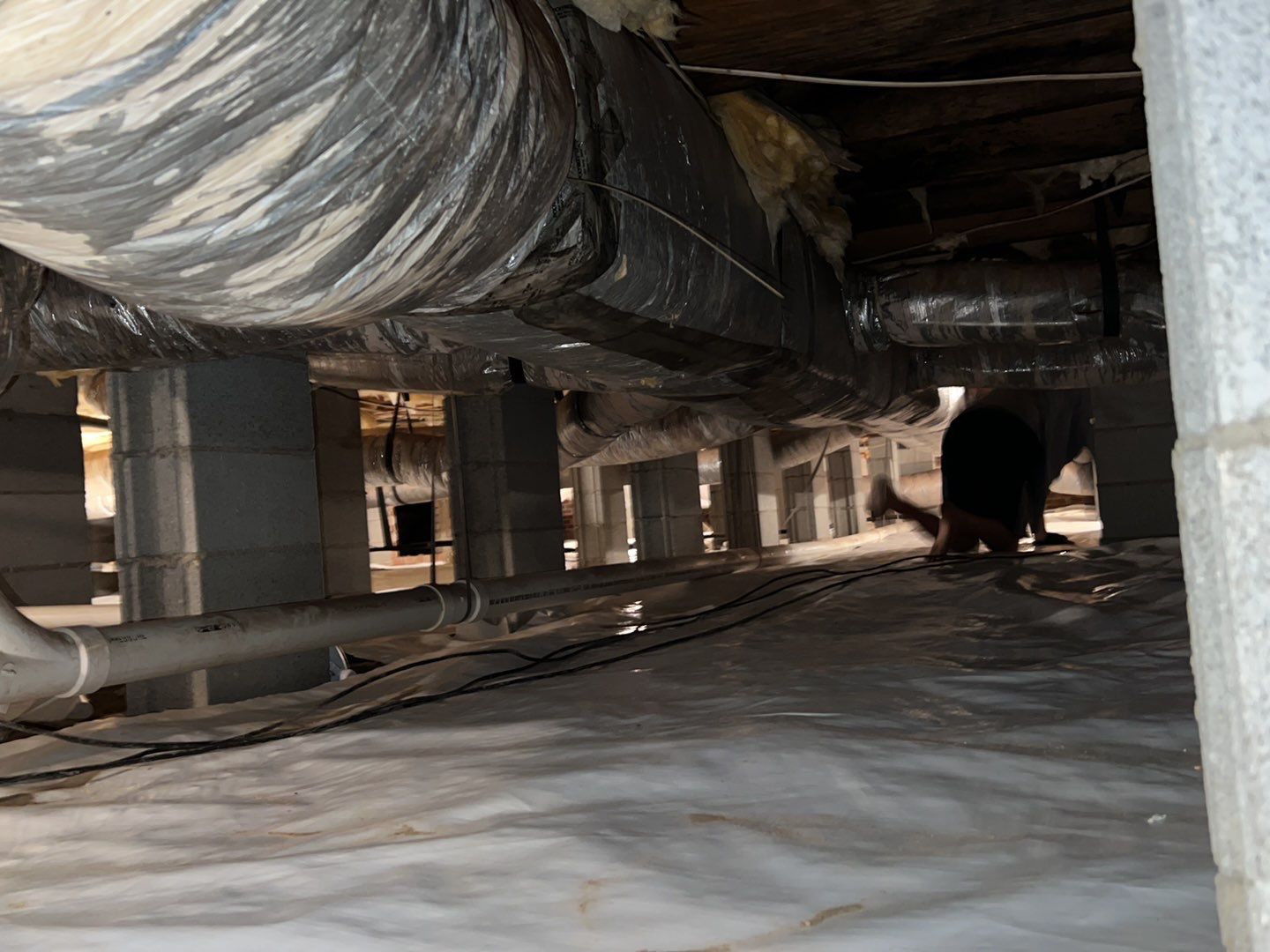 Dehumidifier and Moisture Barrier install with Structural repairs. by Impact Crawlspace