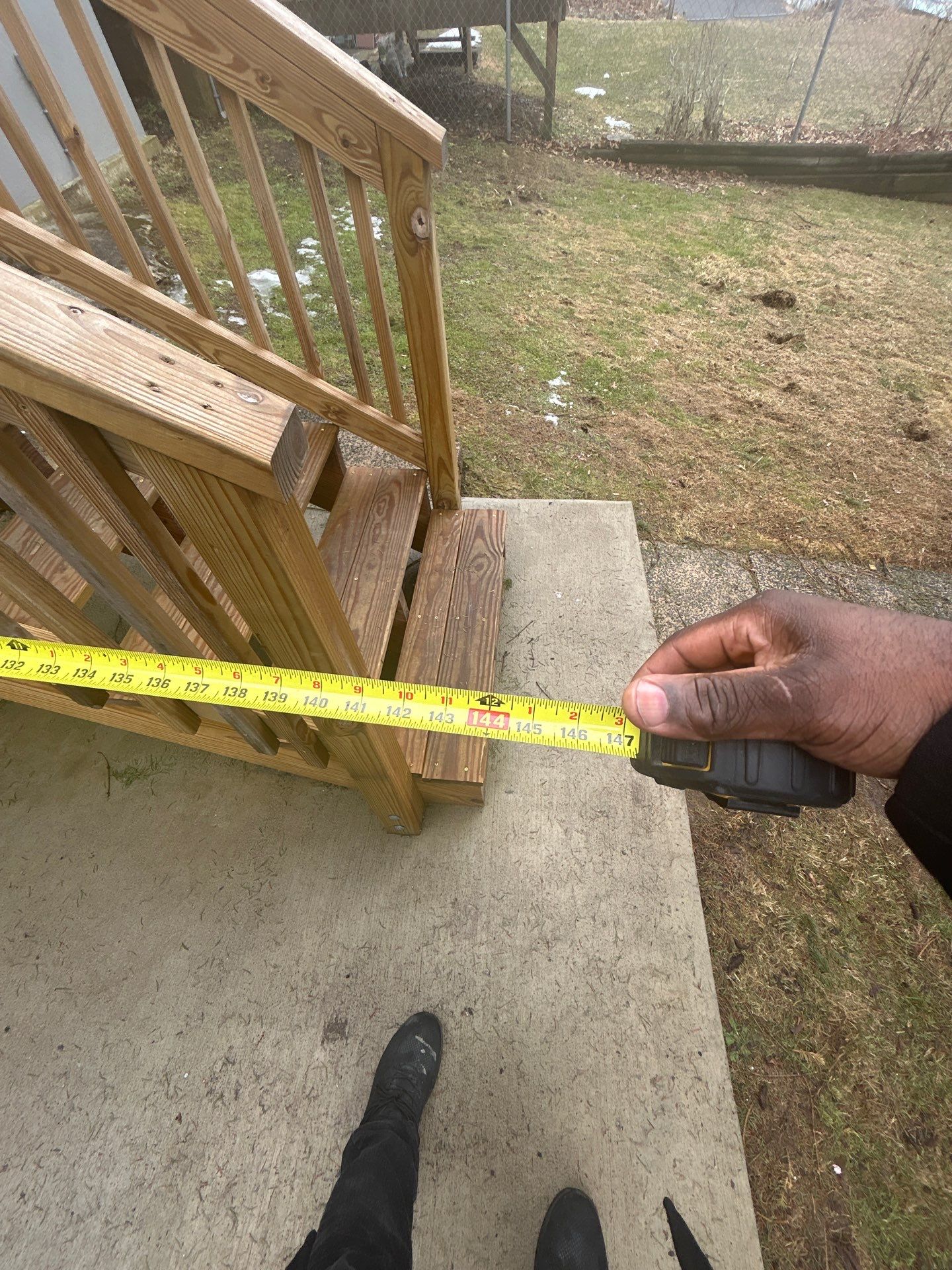 Pressure-Treated Wooden Staircase and Concrete Footing Installation in Schuylkill Haven by Herts Roofing & Construction