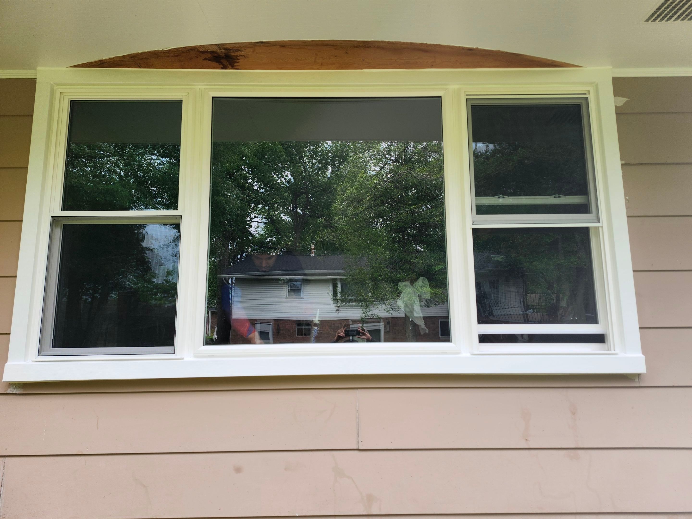 Bow window replacement with flat window by Window Depot of Annapolis