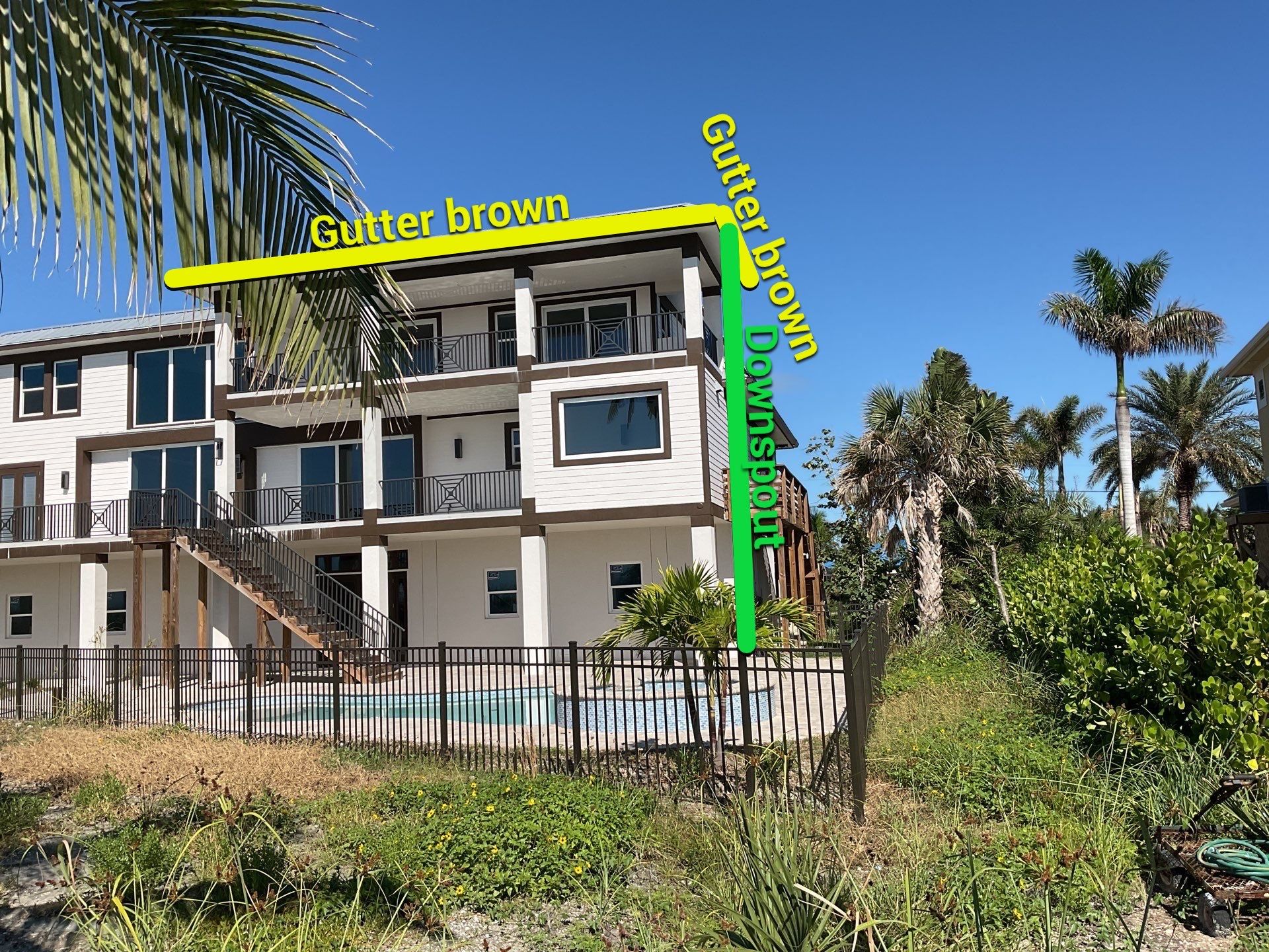 Brown Gutter Installation in Sanibel FL by Gutter Professors