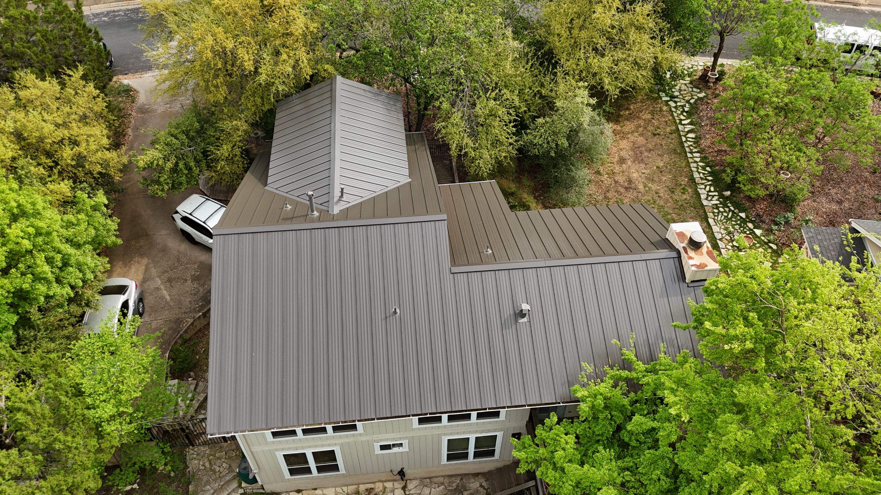 Dark Bronze - L&A Standing Seam with Striations by RoofsOnly.com