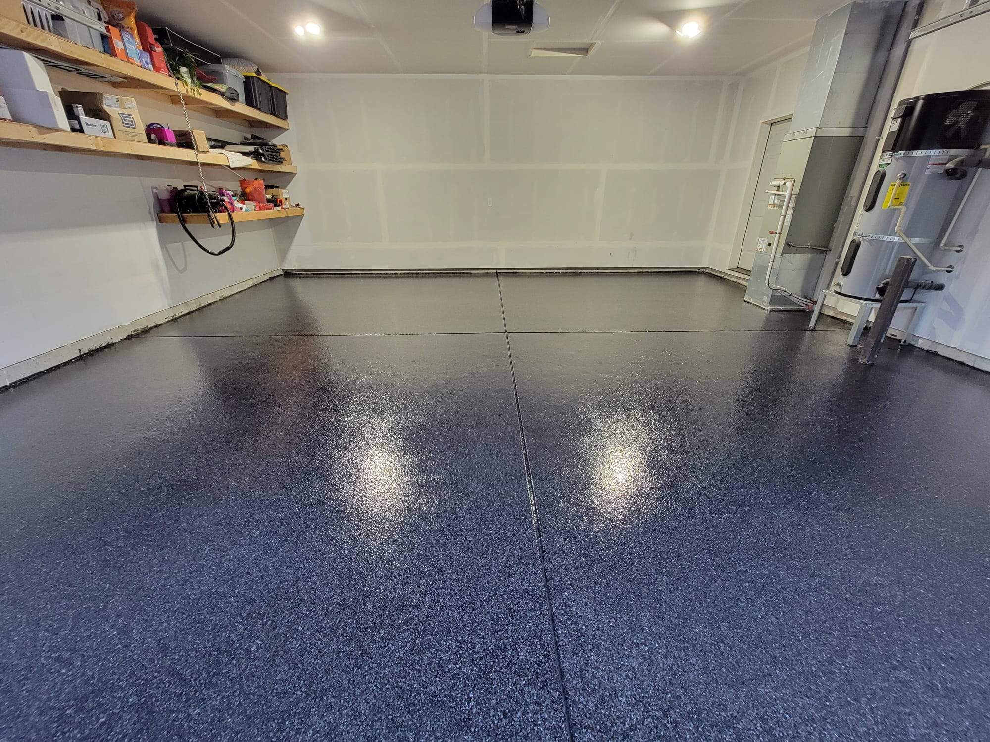 Carbon Flake Garage Shelton Wa by Concrete Coating Experts Inc.