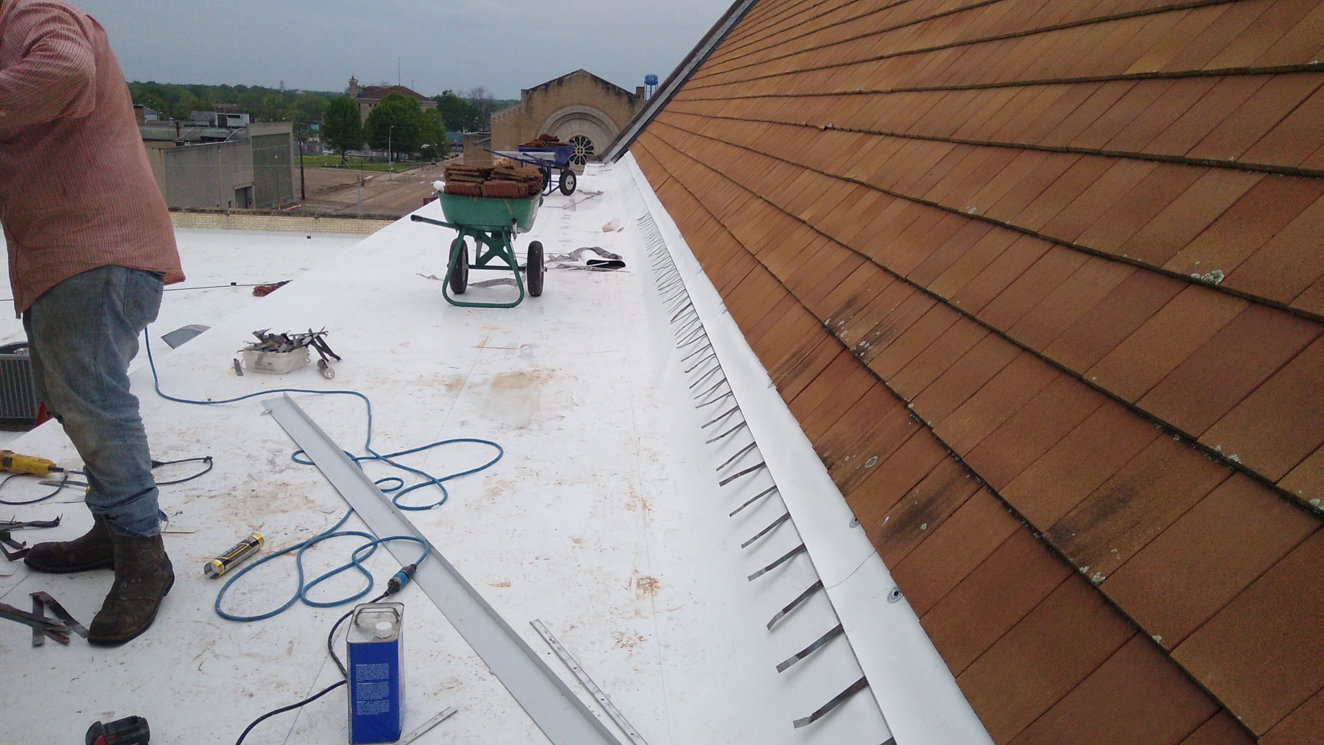 Commercial Roofing Installation using 50 mil PVC by Hostetler Roofing