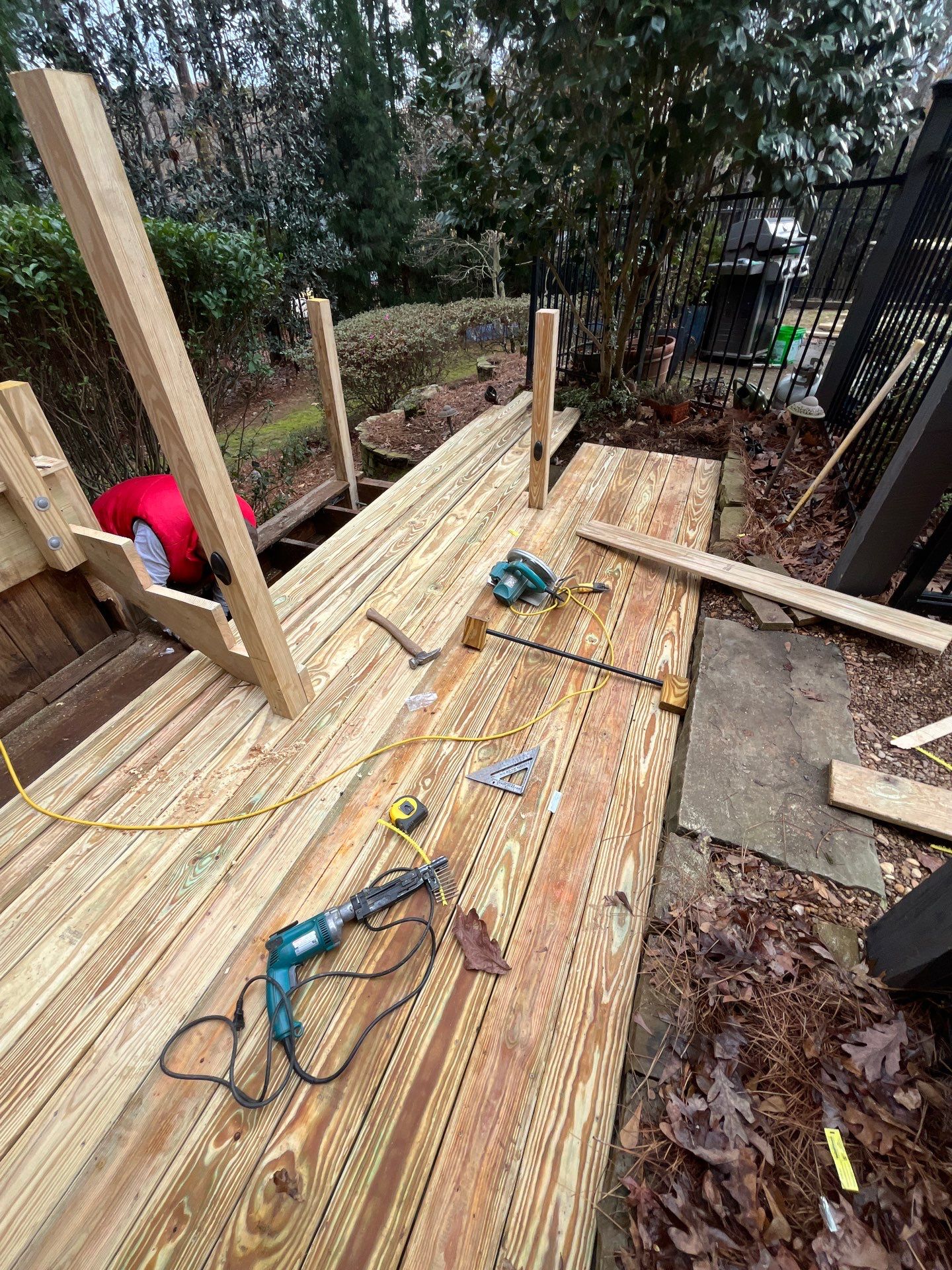 Deck Build using Pressure Treated Pine with Timbertech Deck Lighting by Nelson Exteriors 