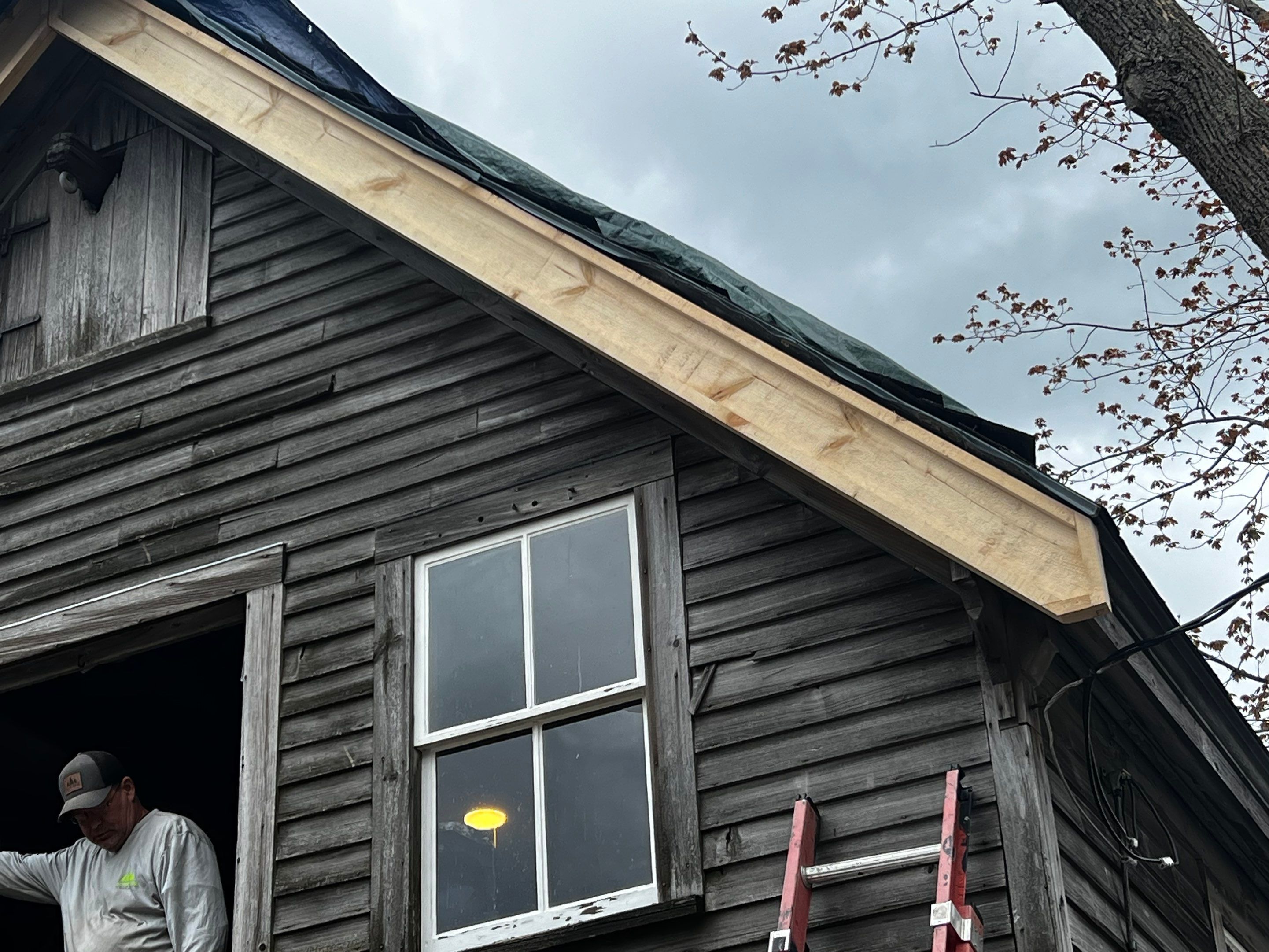 Just the beginning of a barn restoration in New Castle by Tall pine roofing