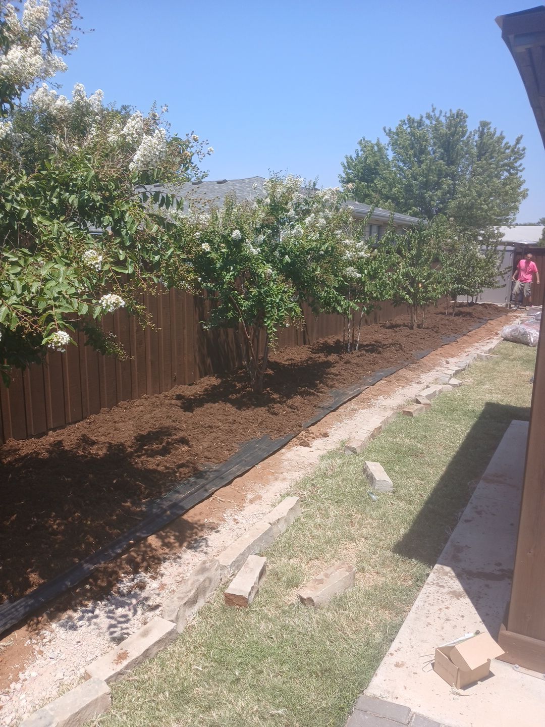 Landscape using Crepe Myrtle Plant by Clays Services Inc