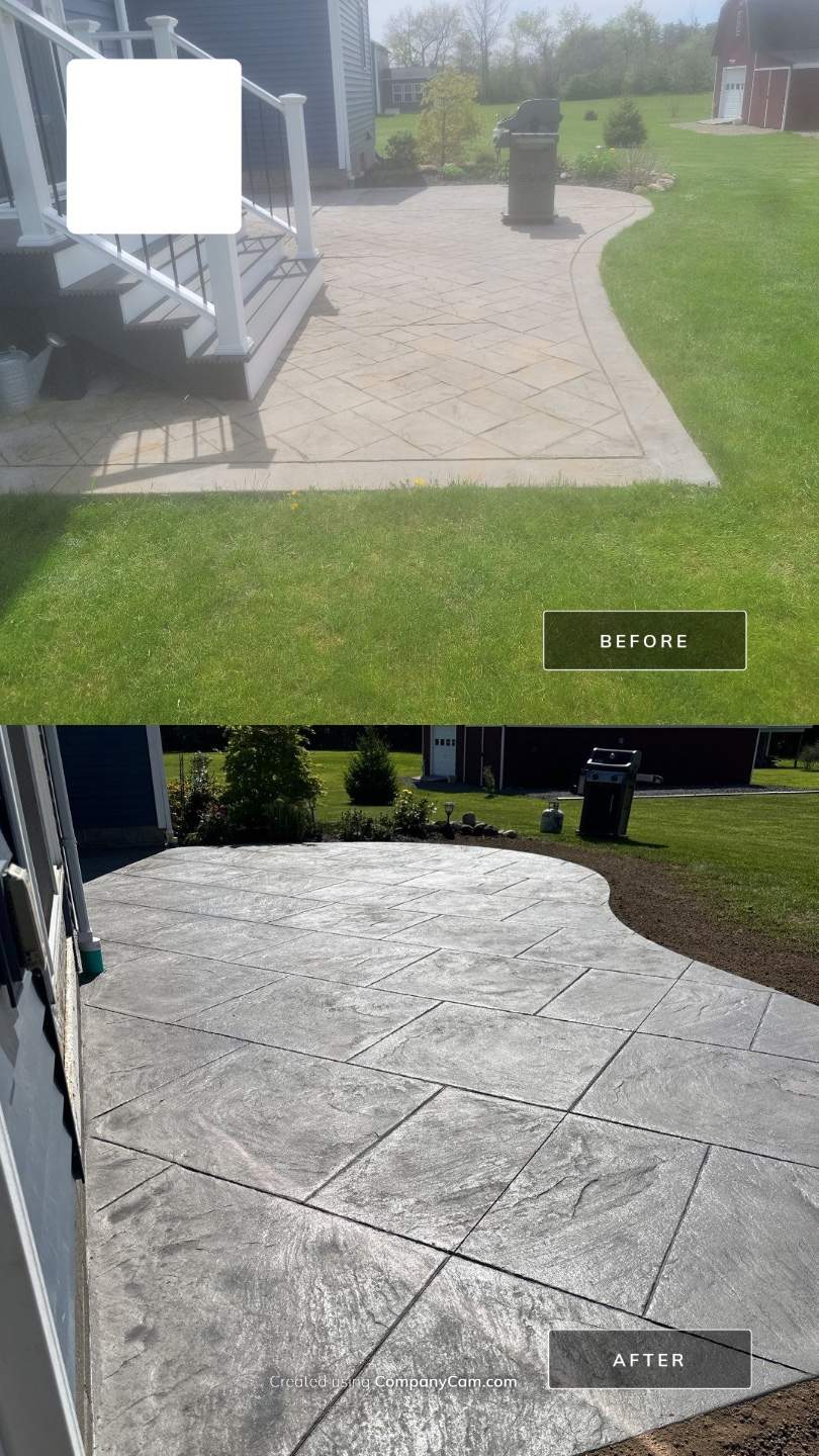 Slate stamped concrete patio  by NG Masonry & Construction LLC