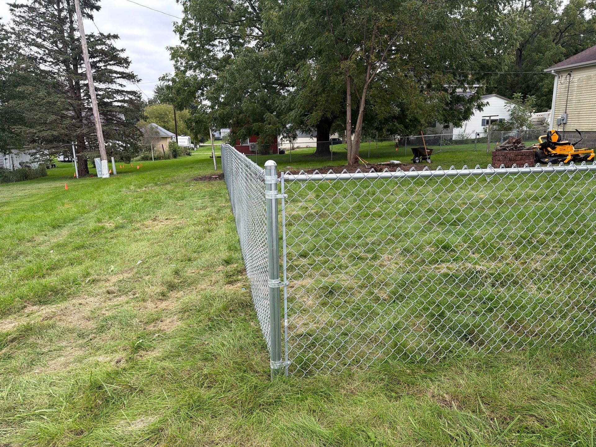 Tripoli Residential Galvanized Chain Link Fence with Double Gates by Perfect Picket Fence and Stain