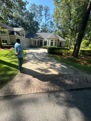 Hilton Head Island Concrete Driveway Replacement with Herringbone Brick Inlays