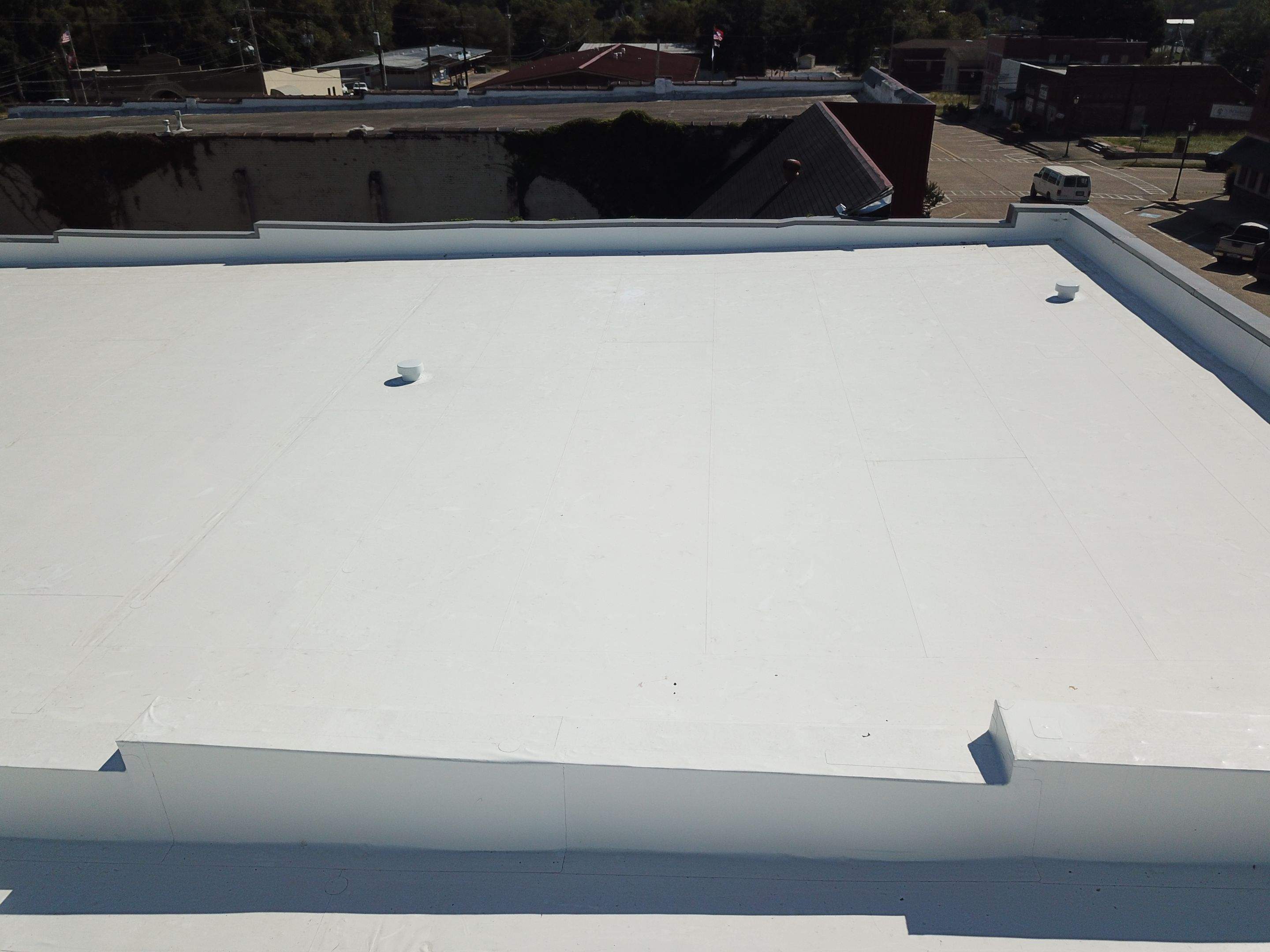 Commercial Roofing Installation in DeQueen, AR, using 50 mil PVC by Hostetler Roofing
