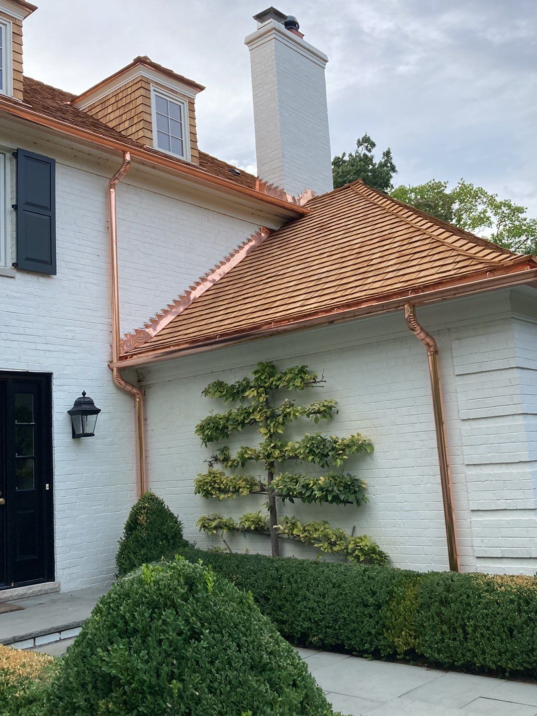 Cedar Shake Roof Replacement with Half Round Copper Gutter Installation  by Custom Installations, Inc.