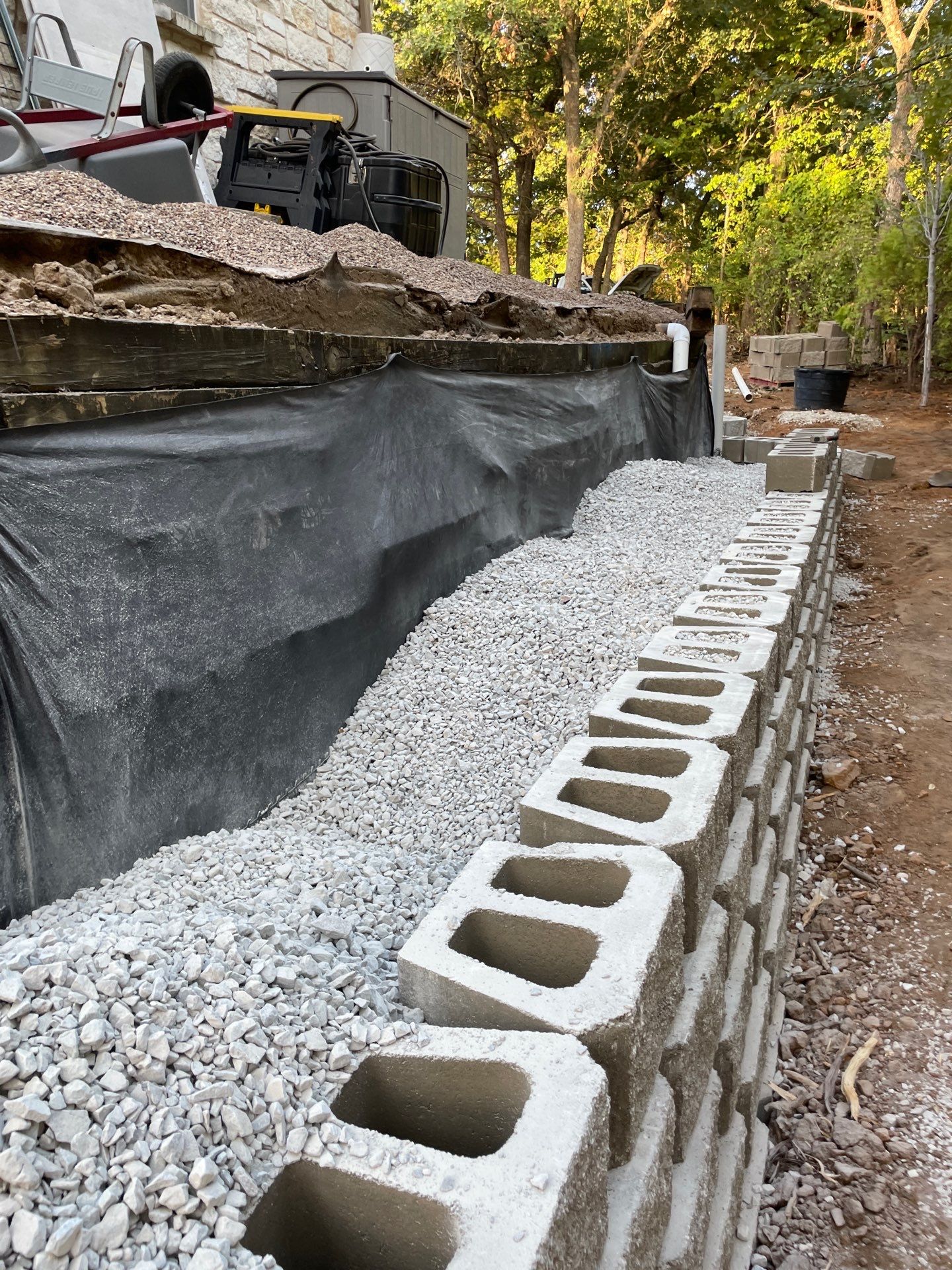 In Progress Retaining Wall Project by Peterson’s
