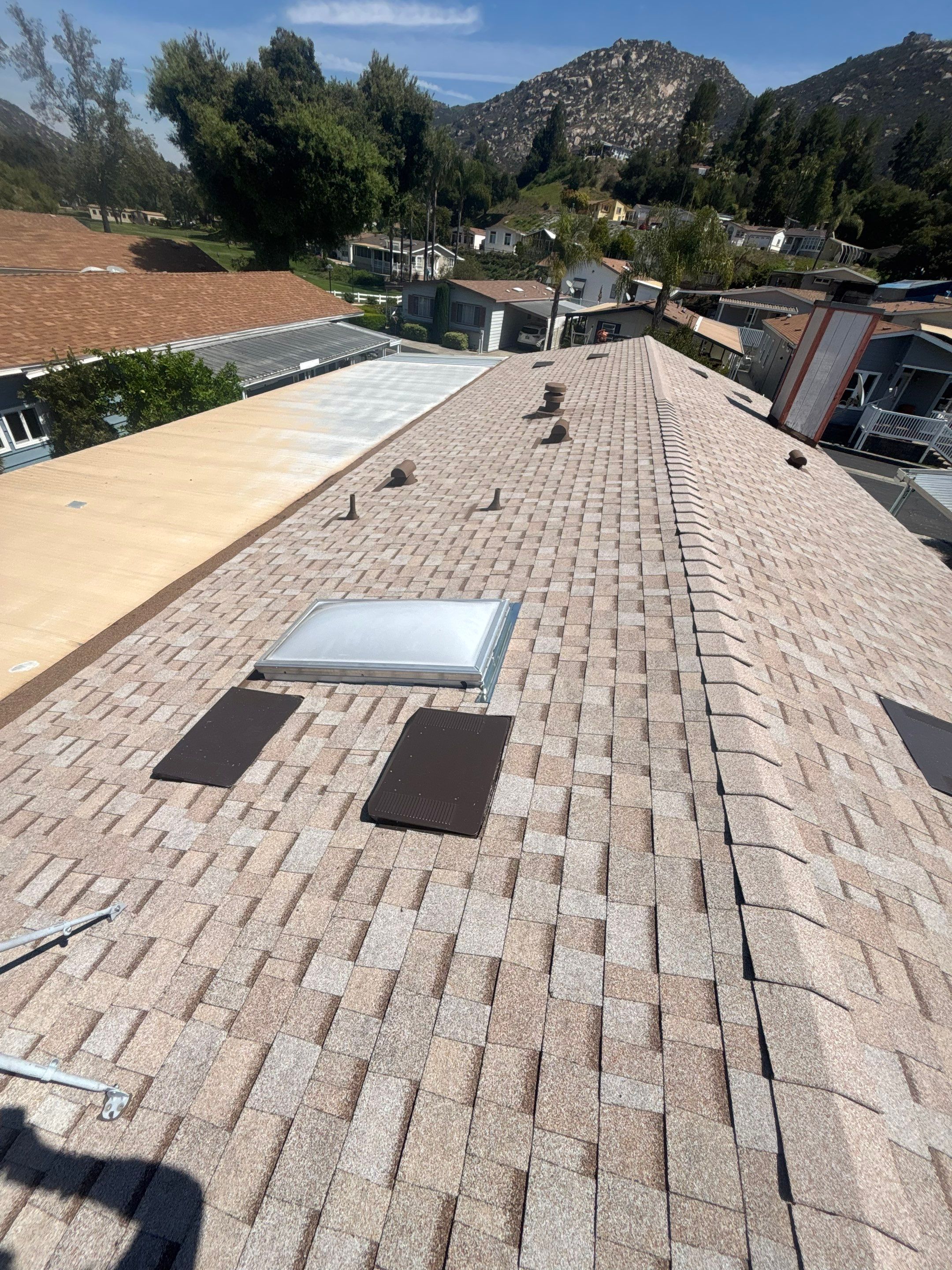 Escondido Mobile Home Shingle Roof Replacement with Owens Corning Duration Cool Amber by Zenith Roofing Services