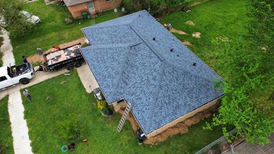 Houston Residential Roof Replacement Using Harbor Blue Architectural Shingles