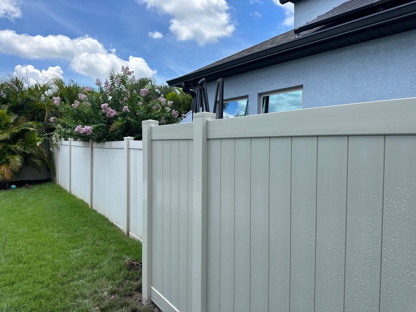 Vinyl Fence Installation using Tan Vinyl Privacy Fence by Asap fence and gates, LLC