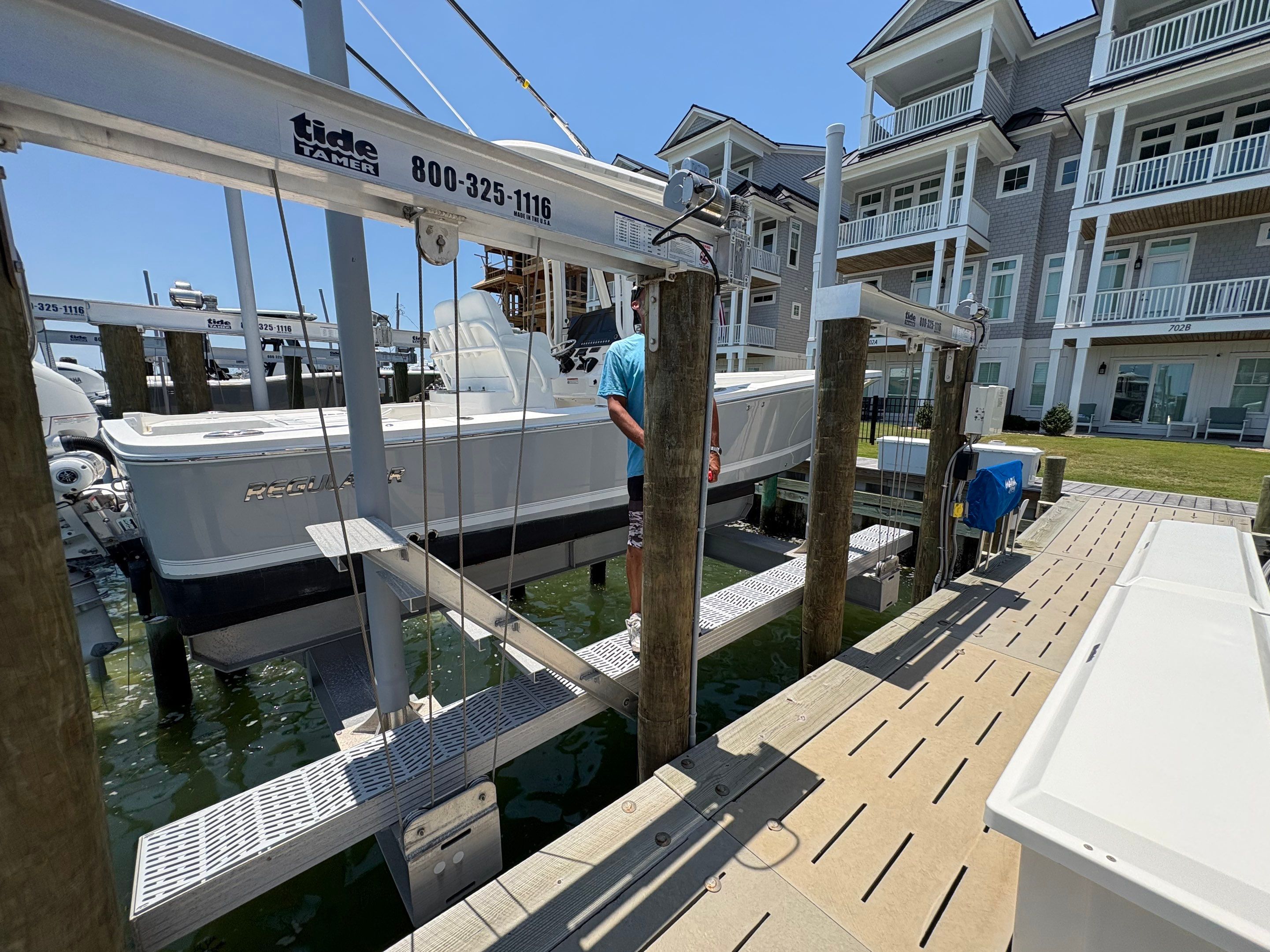 Boat Lift Setup & Adjustment for New Boat by Coastal Boat Lift Repair LLC