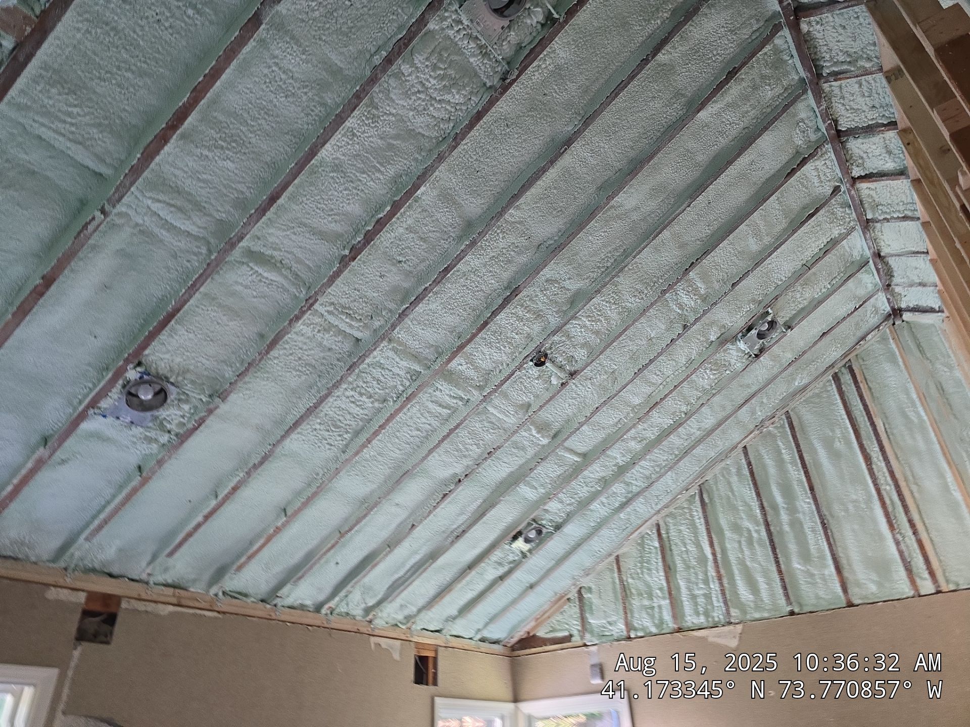 Cathedral Ceiling using Closed Cell Spray Foam by NYS Foam & Energy