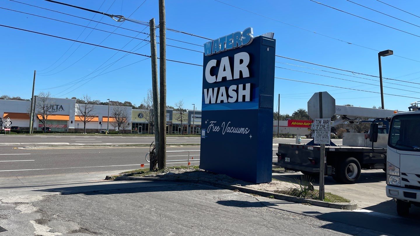 Waters Car Wash Monument Sign and Channel Letters by SignCrafters
