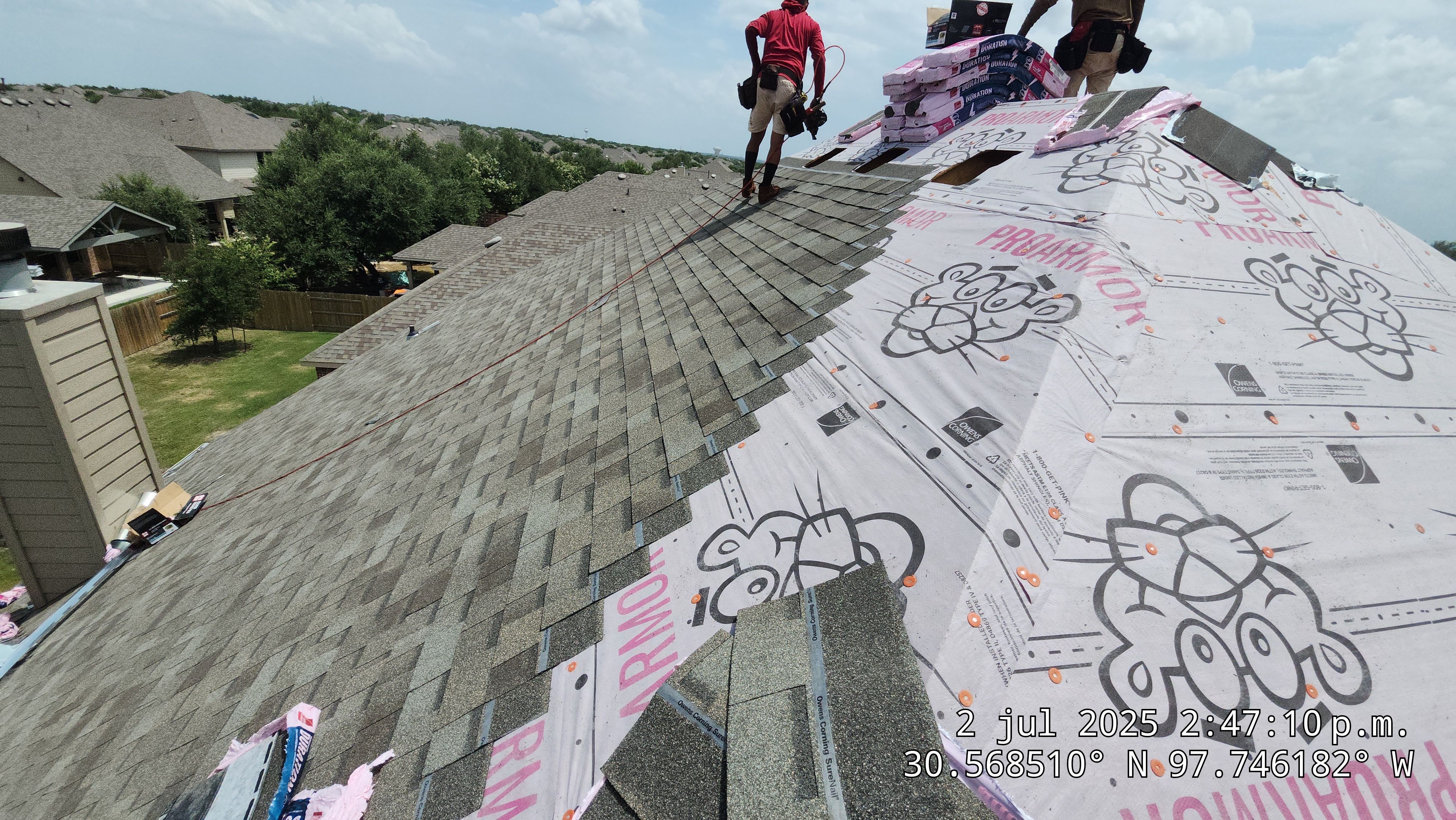 Architectural Shingle Roof Replacement and Gutter Installation in Round Rock by Caliber Restoration LLC
