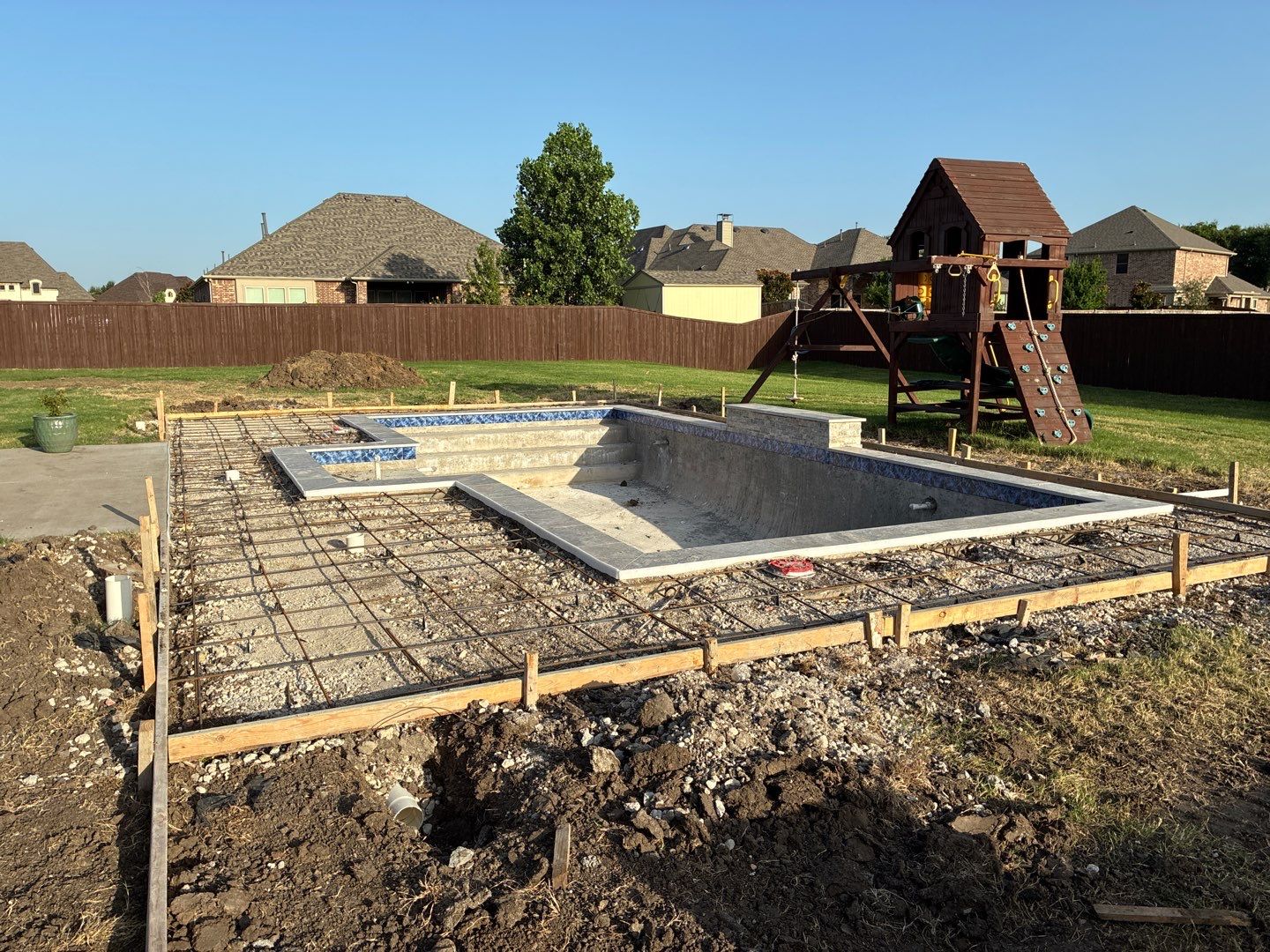Custom In-Ground Rectangular Pool Installation in Wylie by Hobert Pools