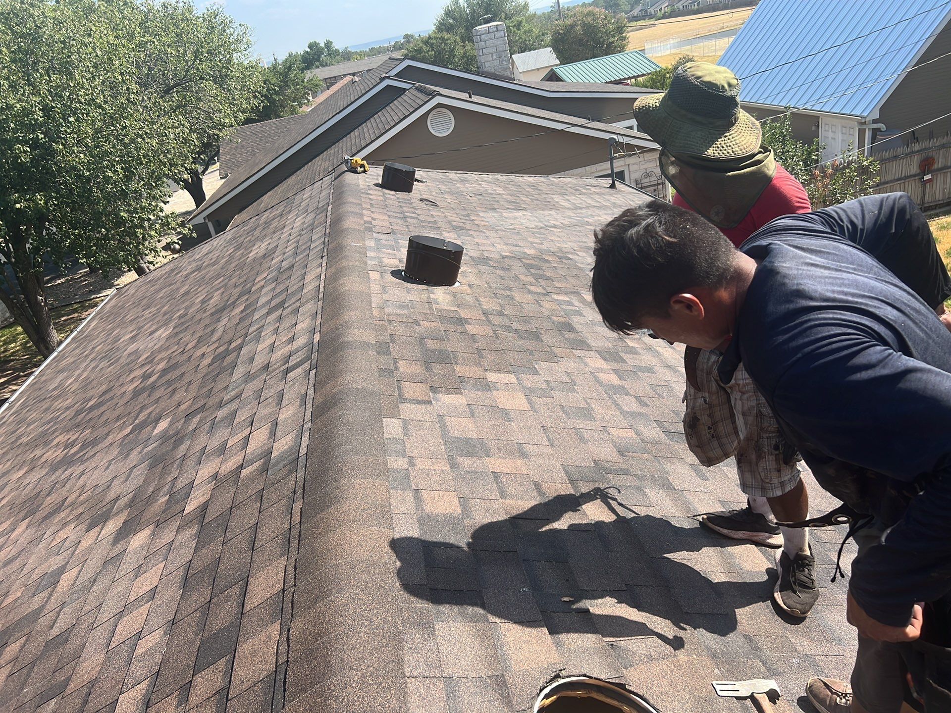 Full Asphalt Shingle Roof Replacement and Seamless Gutter Installation in Fredericksburg by Caliber Restoration LLC