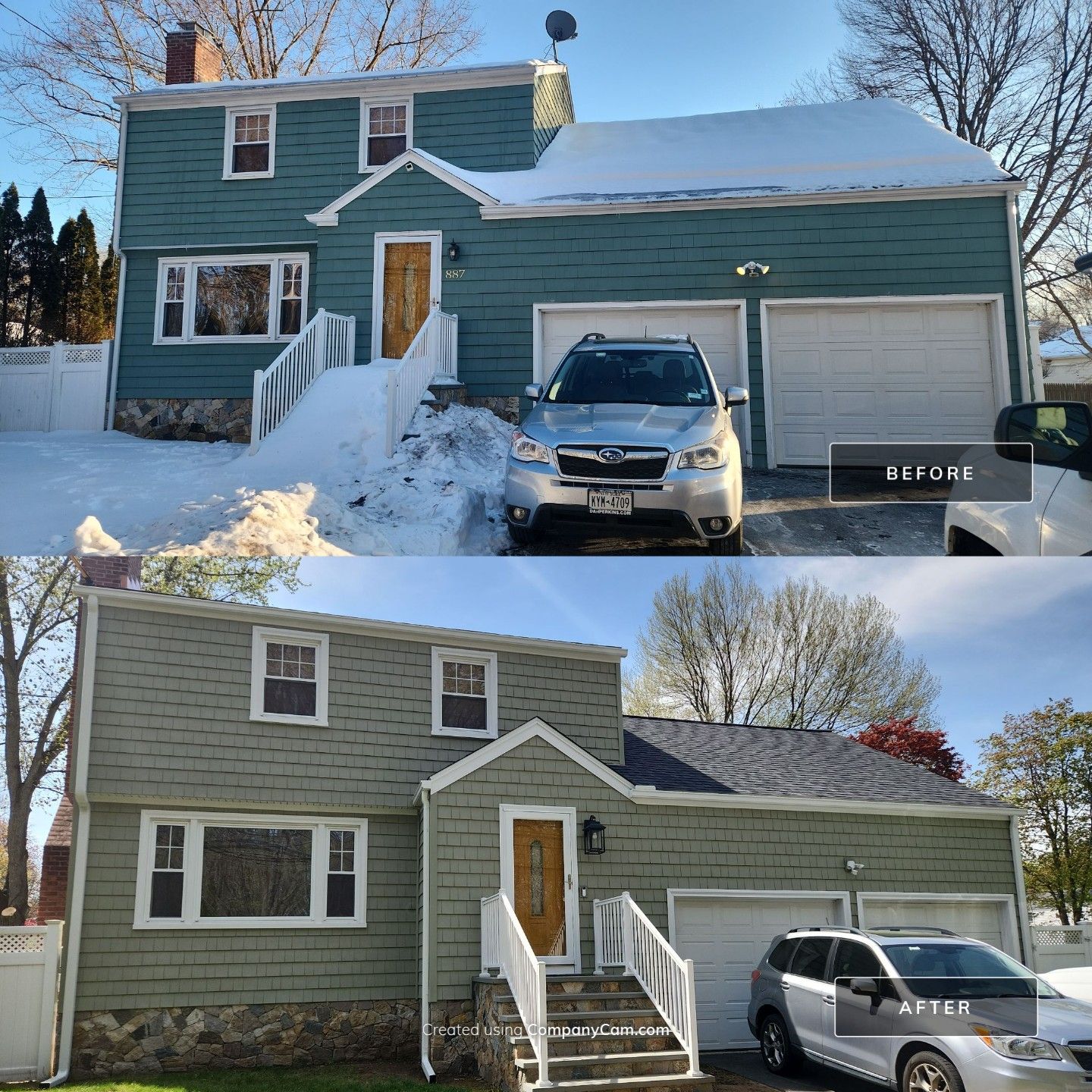 Refreshing siding upgrade with Cert Cedar Impressions D/7 straight bottom perfection, Cypress and Cert Monogram D/5 Dutchlap, Cypress by DiGiorgi Roofing and Siding Inc
